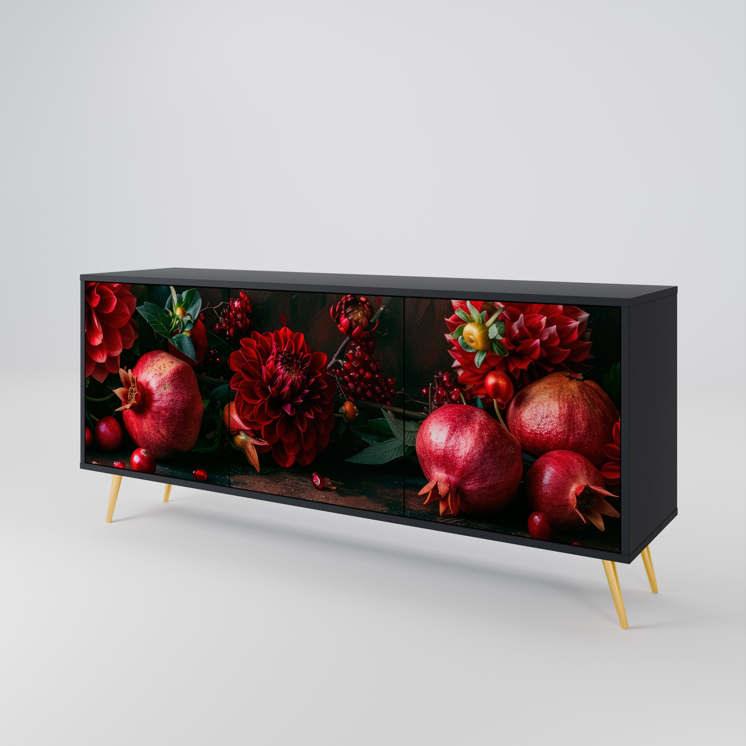 DAHLIAS AND POMEGRANATES 3-Door Sideboard