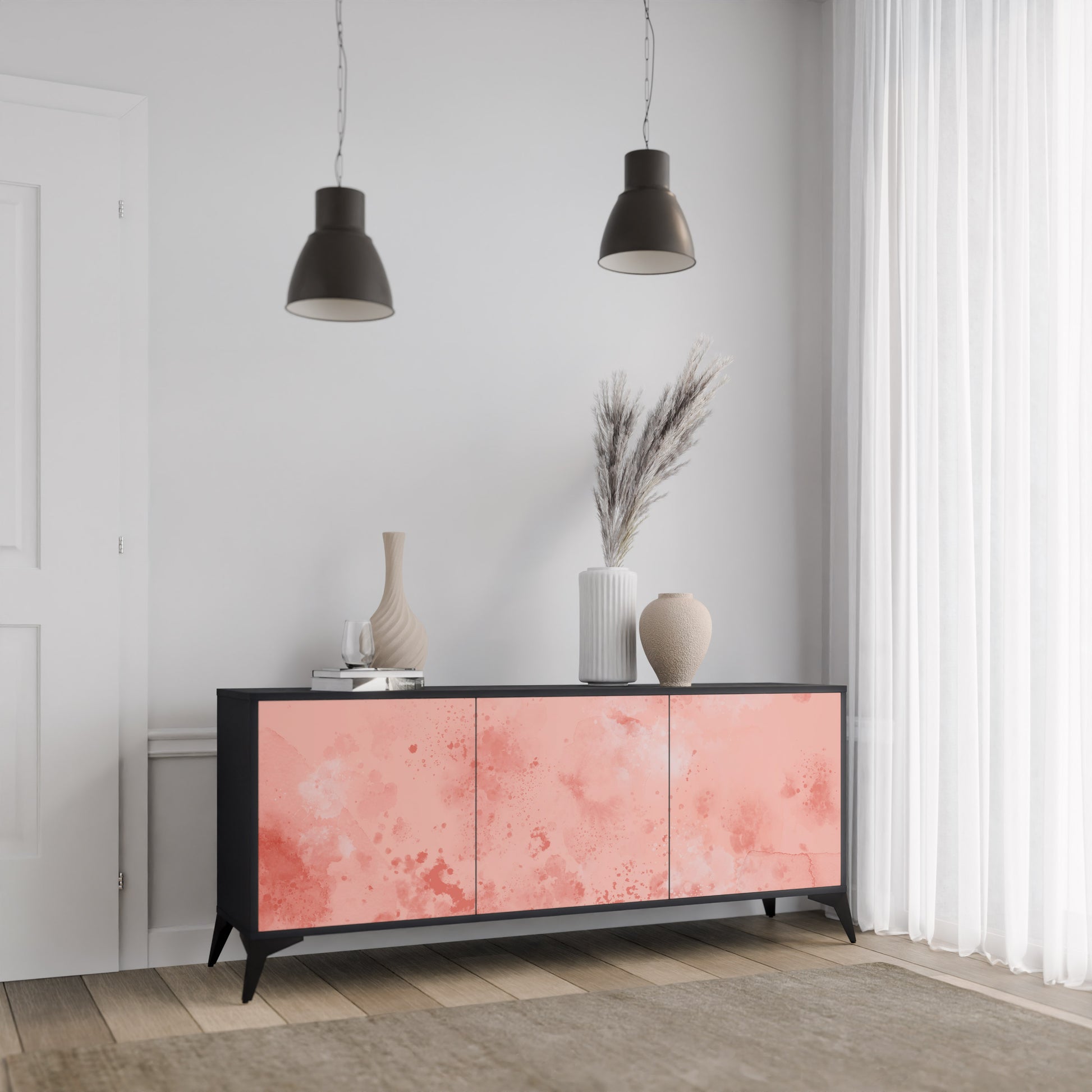 CRANE DANCE 3-Door Sideboard in Black Finish
