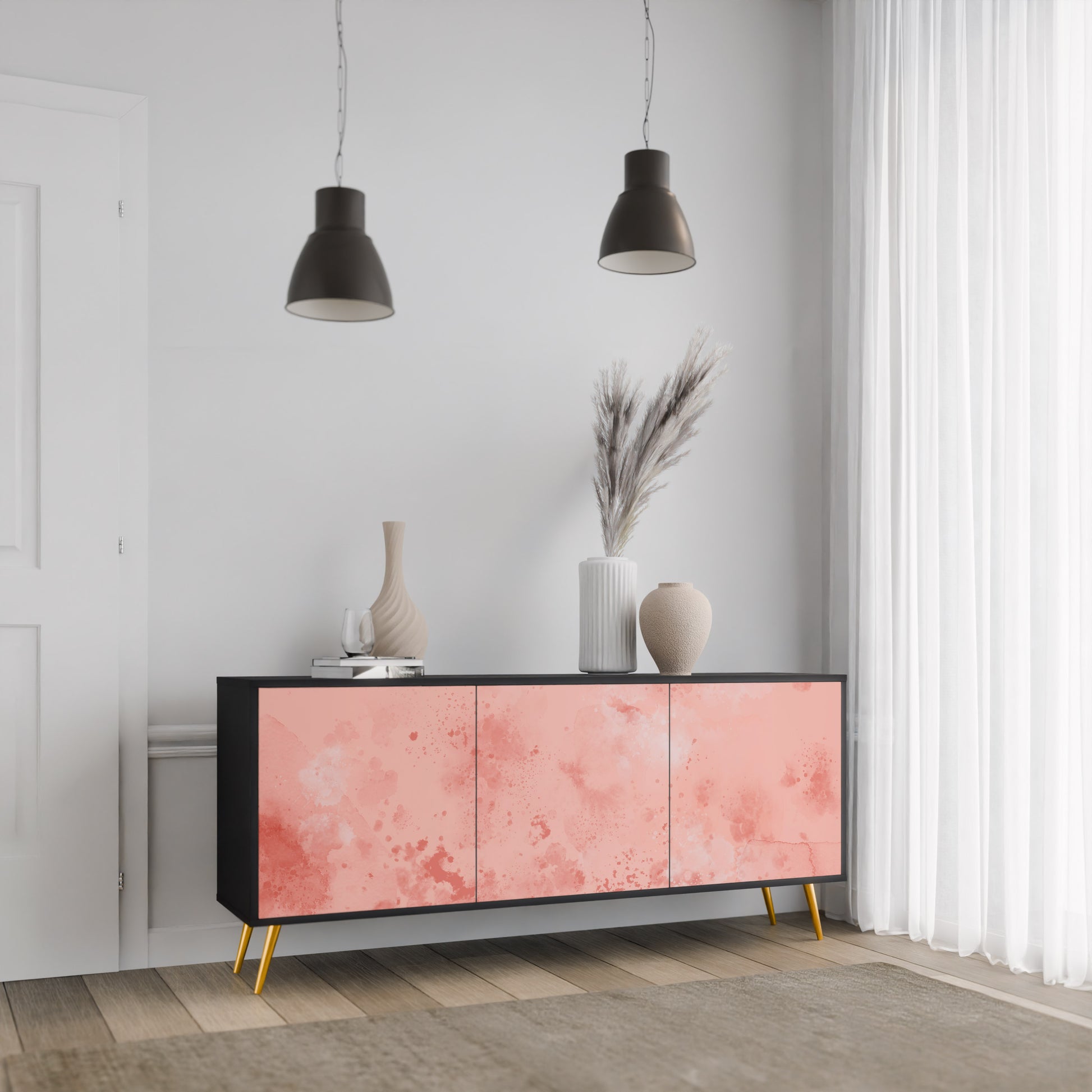 CRANE DANCE 3-Door Sideboard in Black Finish