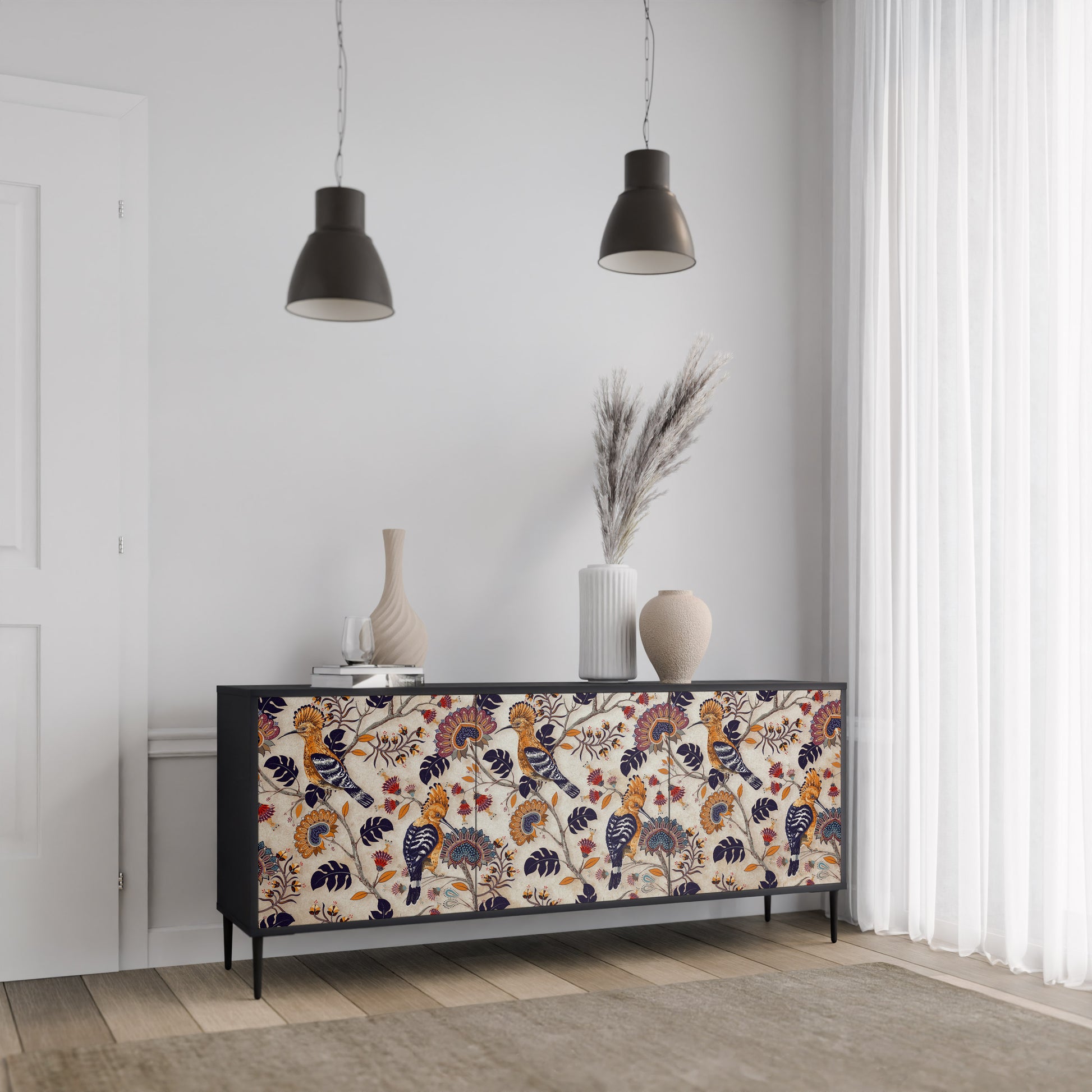 EMINENT HOOPOE 3-Door Sideboard in Black Finish