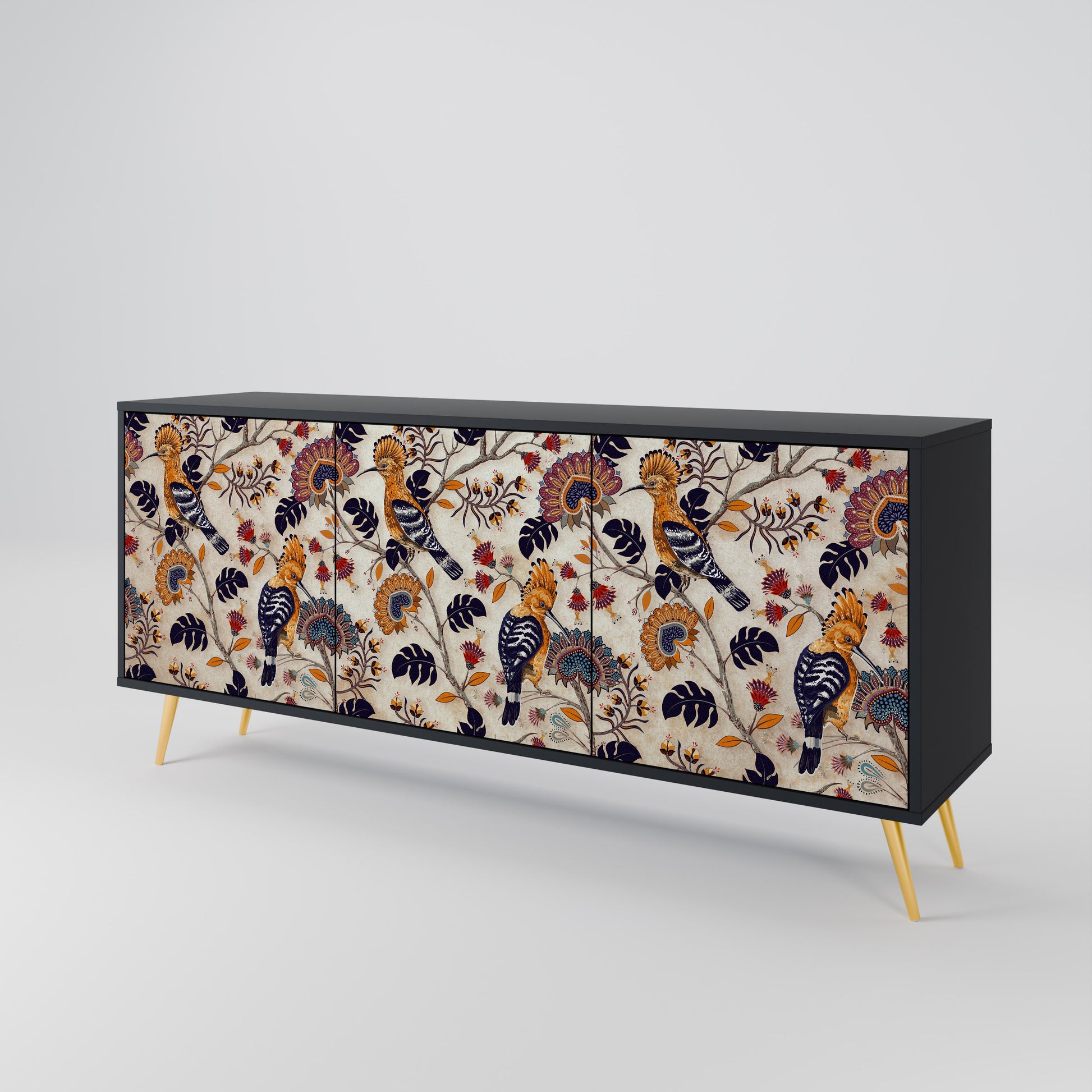 EMINENT HOOPOE 3-Door Sideboard in Black Finish