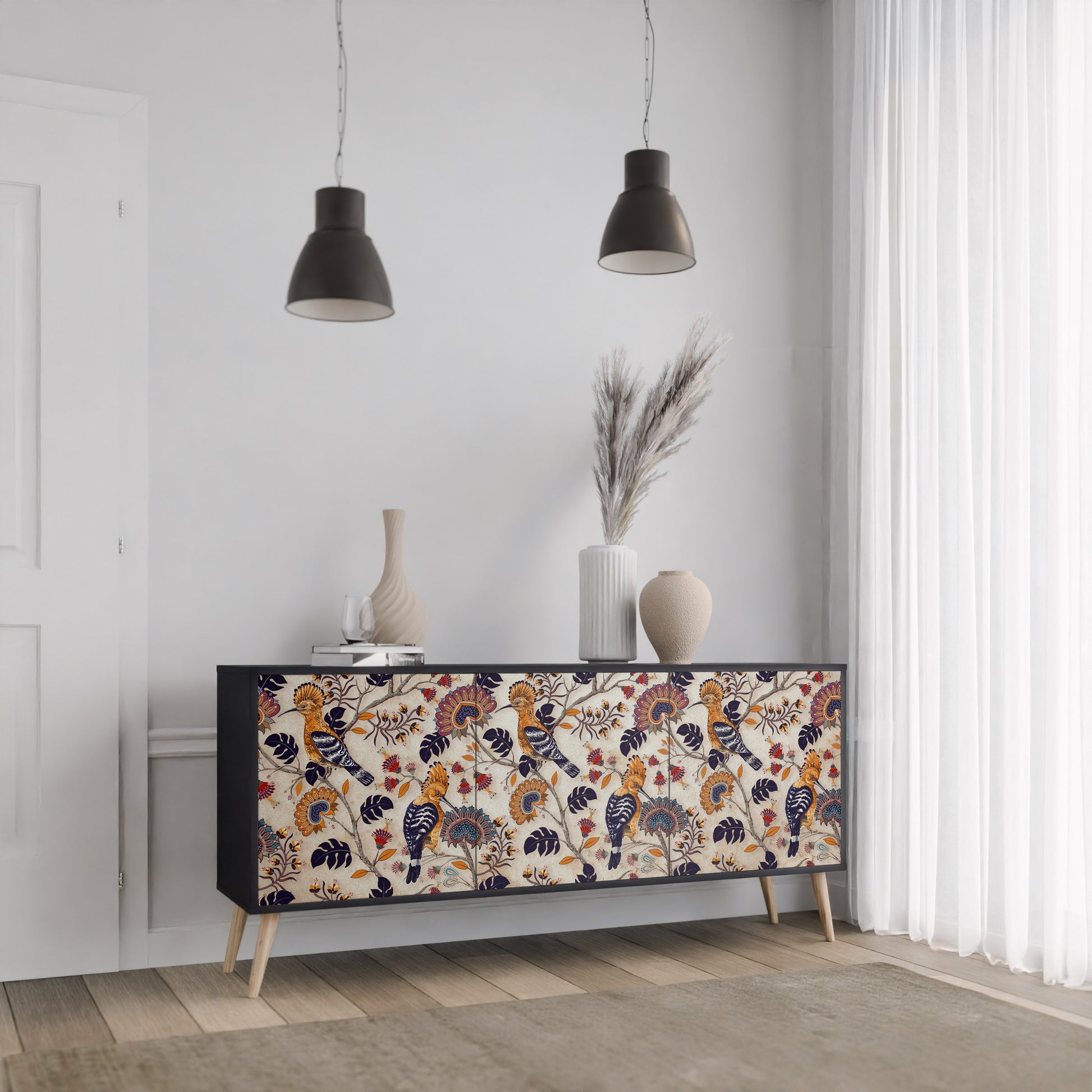 EMINENT HOOPOE 3-Door Sideboard in Black Finish