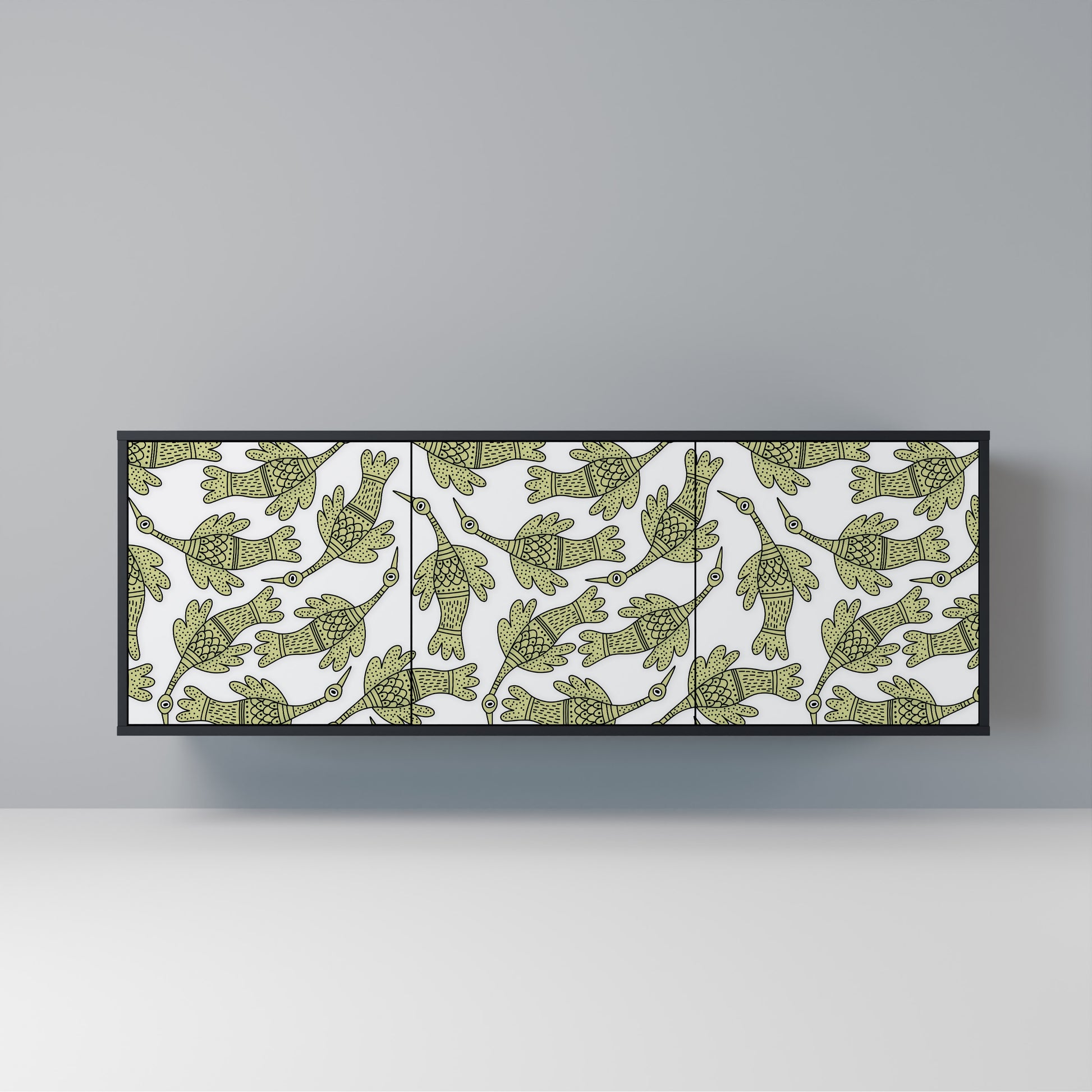 SEEDLING SONGBIRD 3-Door Sideboard in Black Finish
