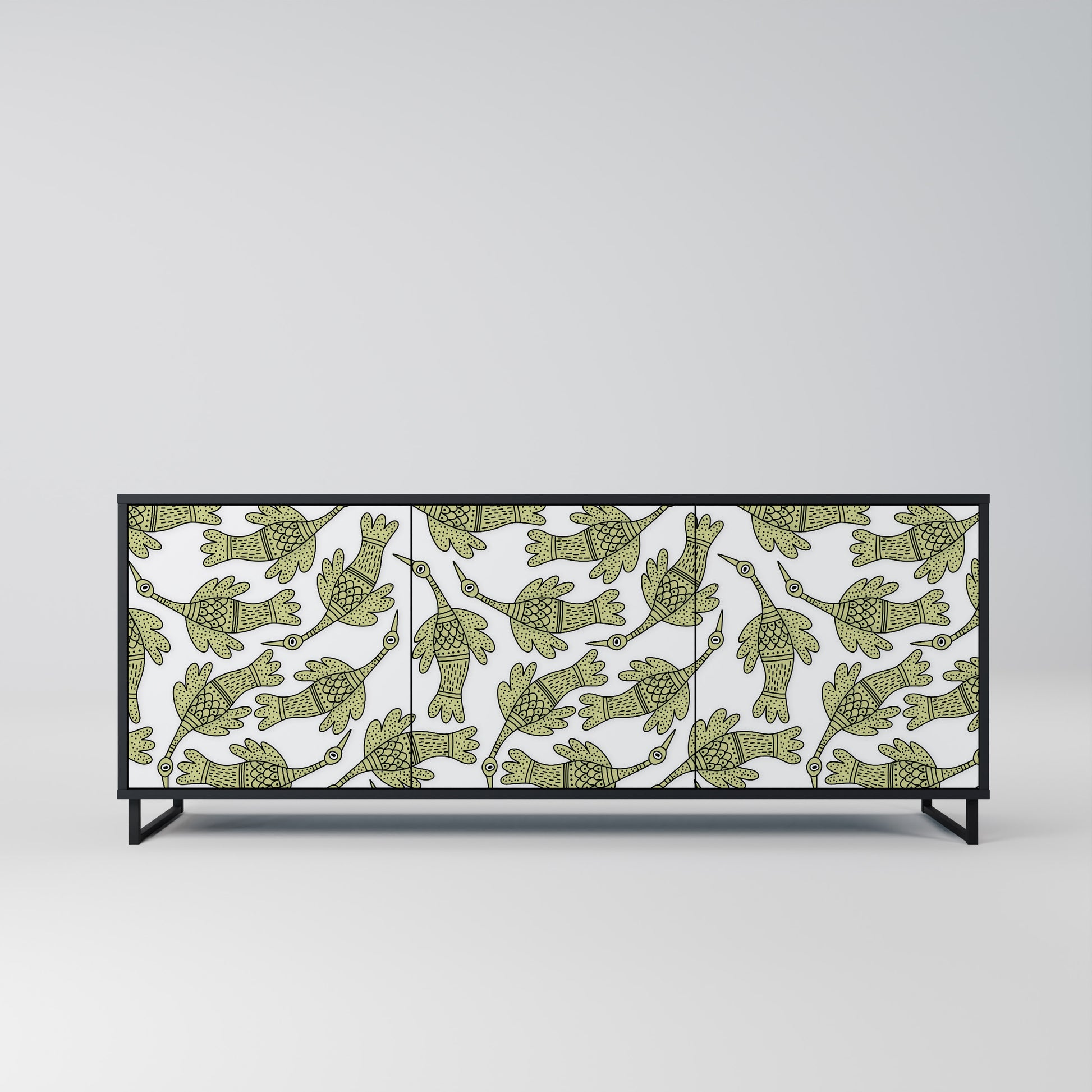 SEEDLING SONGBIRD 3-Door Sideboard in Black Finish