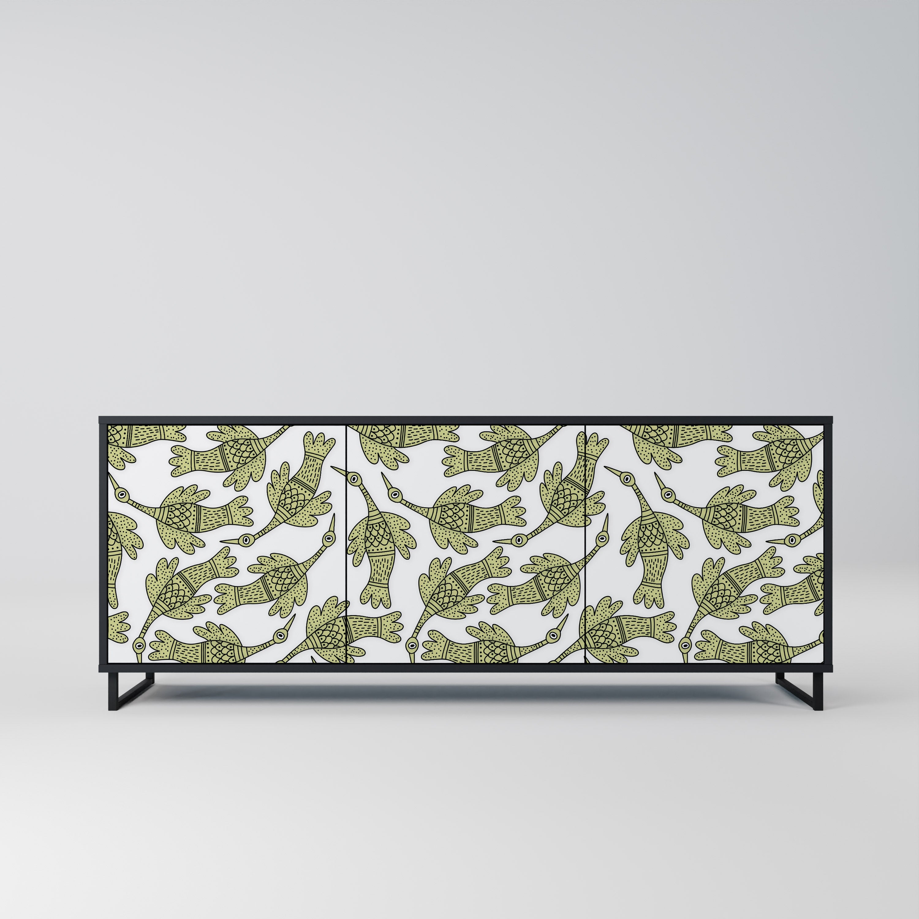 SEEDLING SONGBIRD 3-Door Sideboard in Black Finish