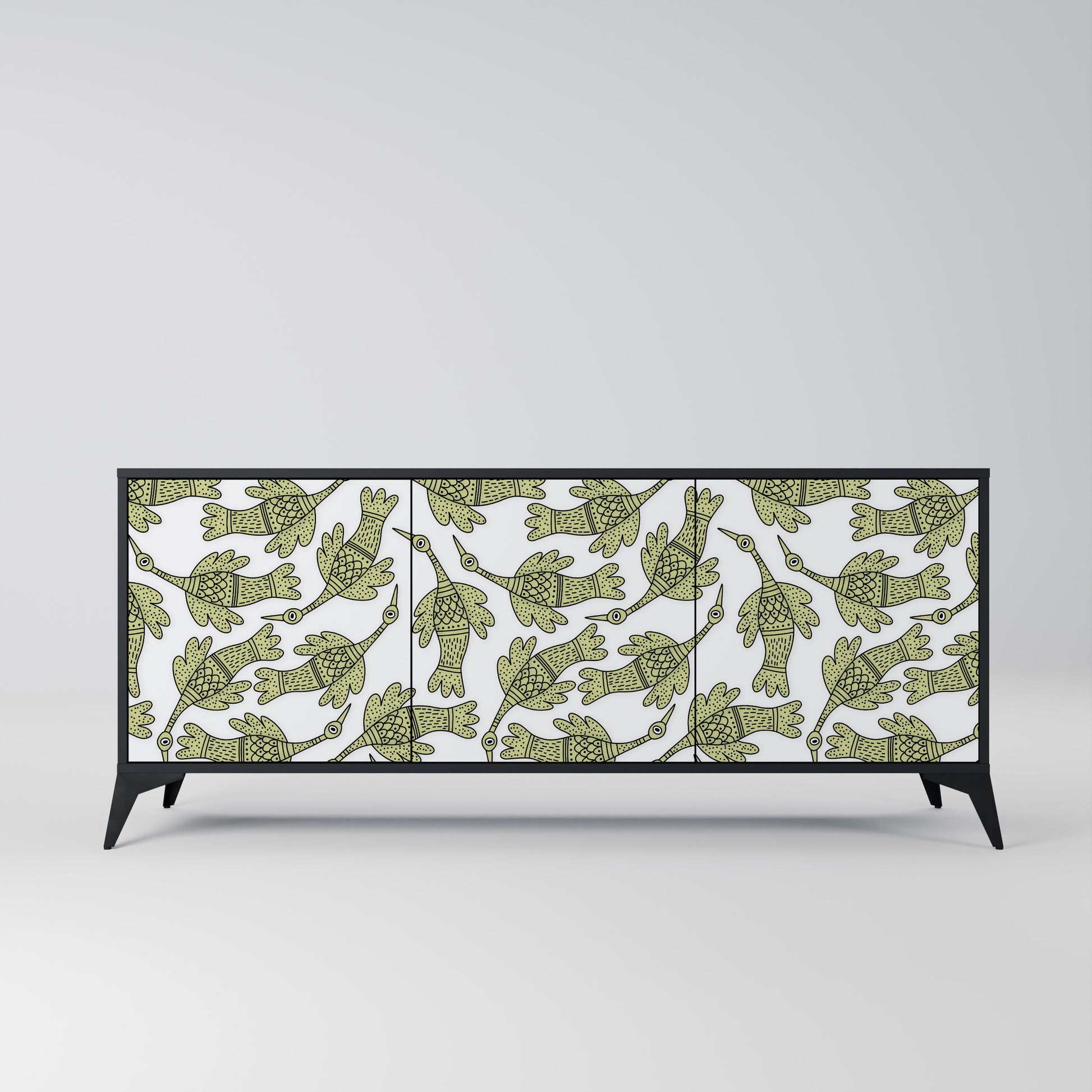 SEEDLING SONGBIRD 3-Door Sideboard in Black Finish
