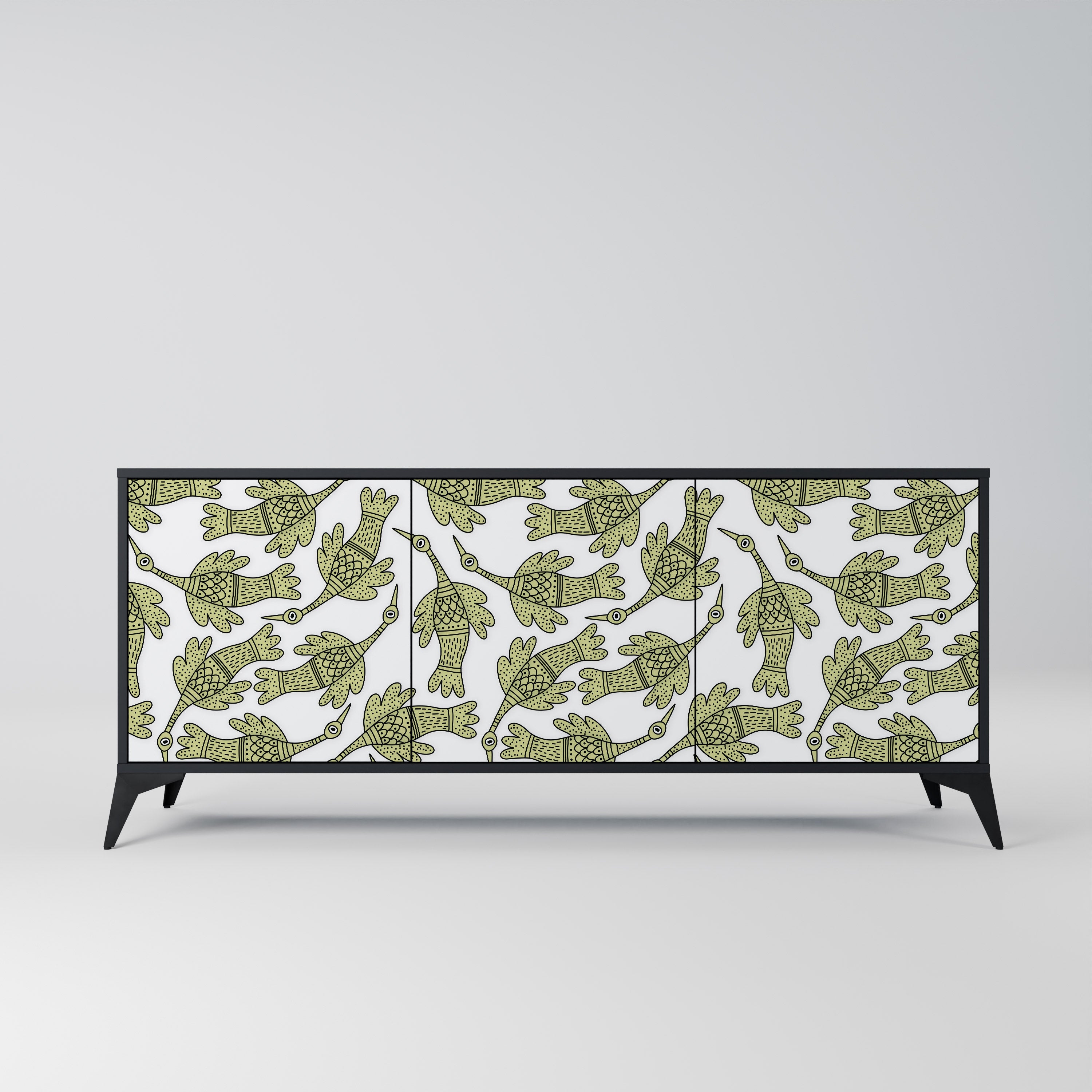 SEEDLING SONGBIRD 3-Door Sideboard in Black Finish