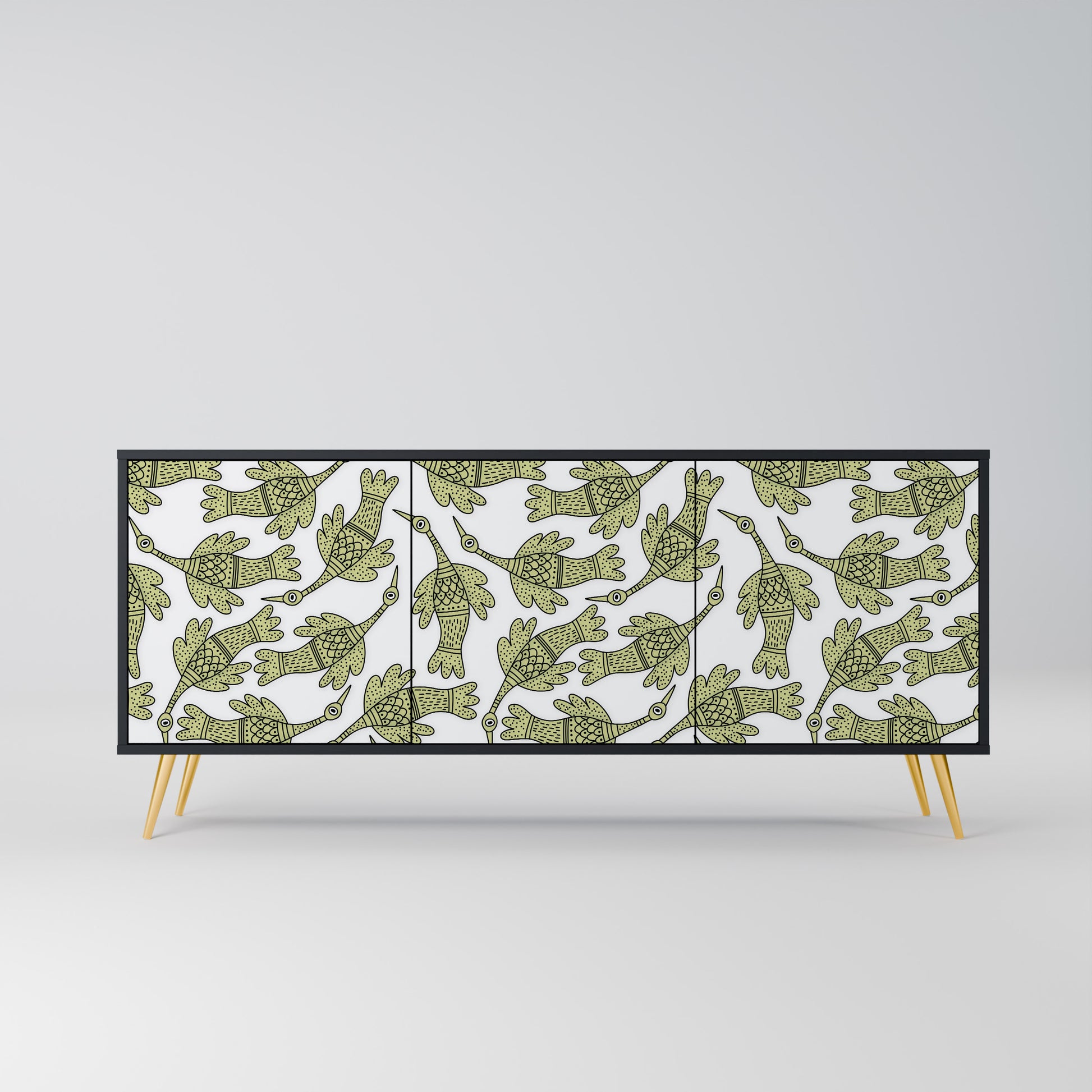SEEDLING SONGBIRD 3-Door Sideboard in Black Finish