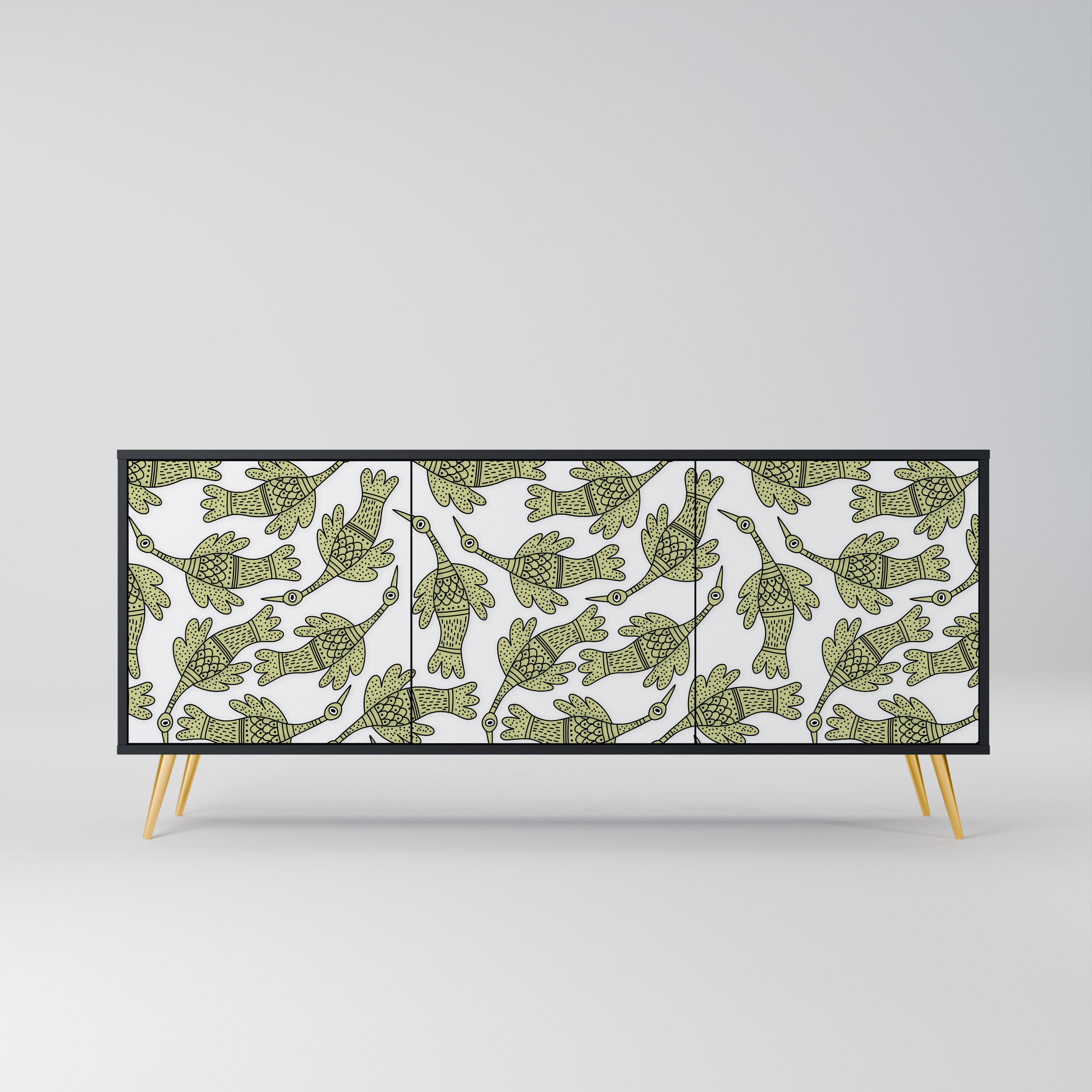 SEEDLING SONGBIRD 3-Door Sideboard in Black Finish