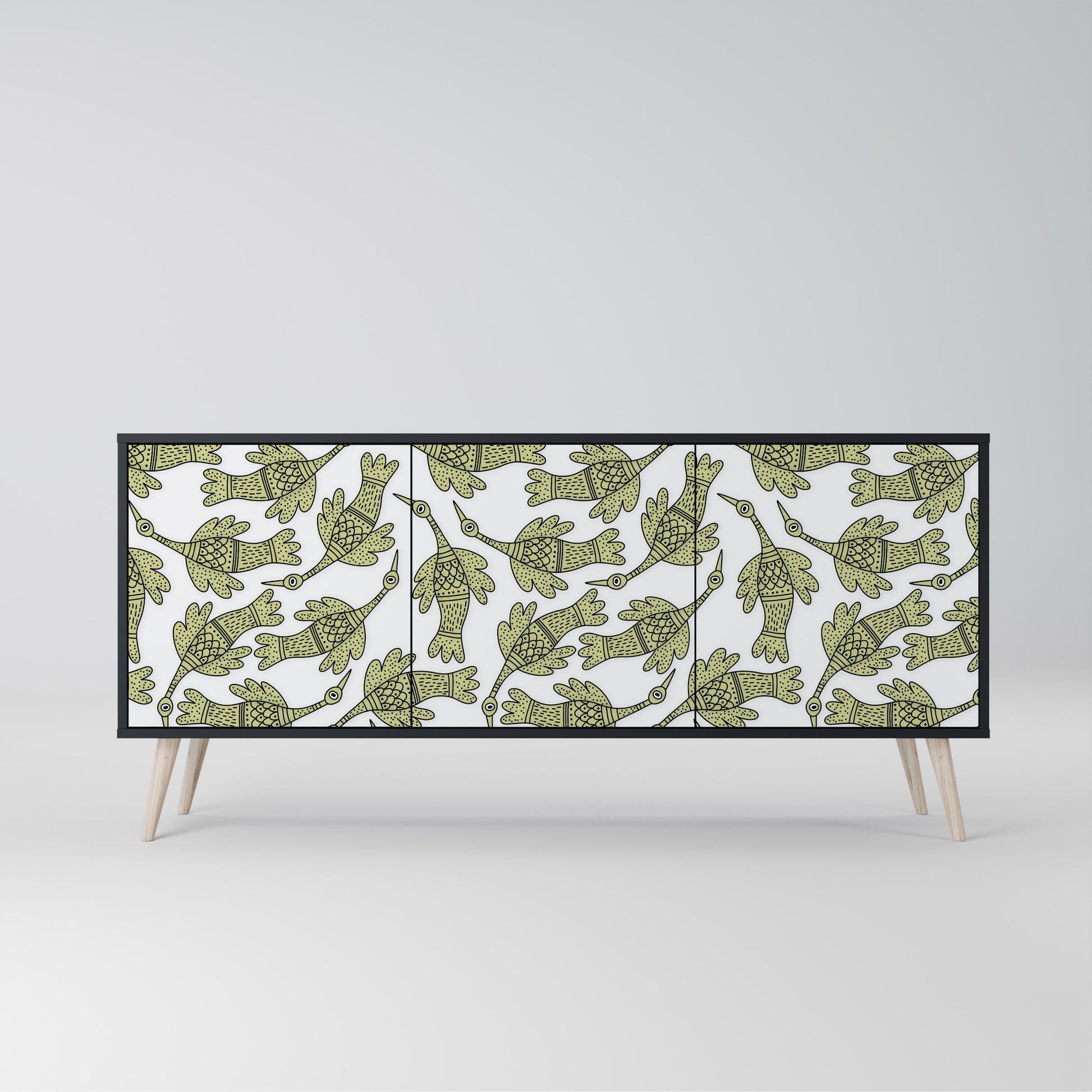 SEEDLING SONGBIRD 3-Door Sideboard in Black Finish