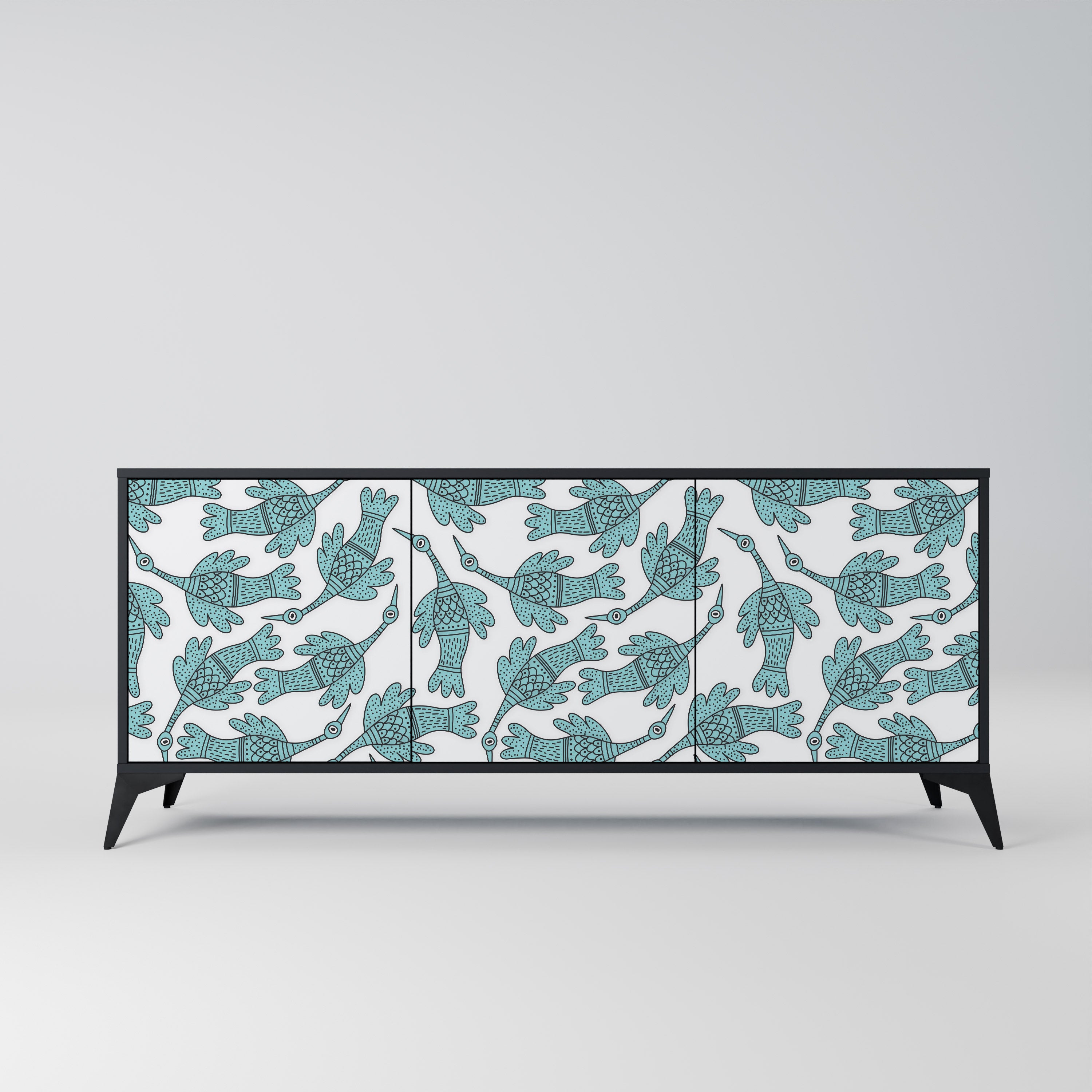 WATERSPOUT SONGIBIRD 3-Door Sideboard in Black Finish