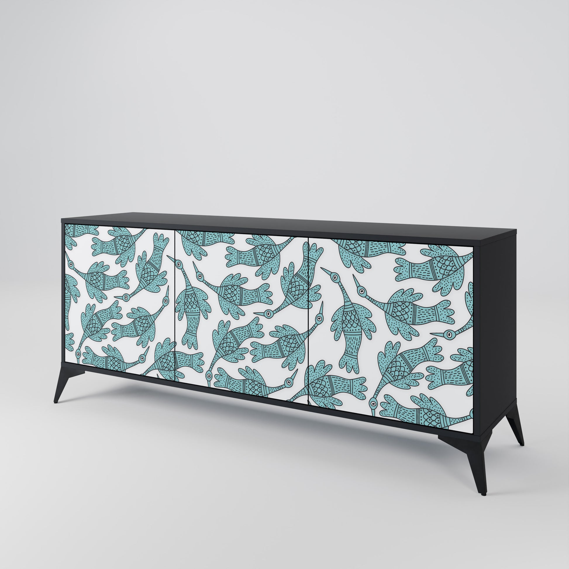 WATERSPOUT SONGIBIRD 3-Door Sideboard in Black Finish