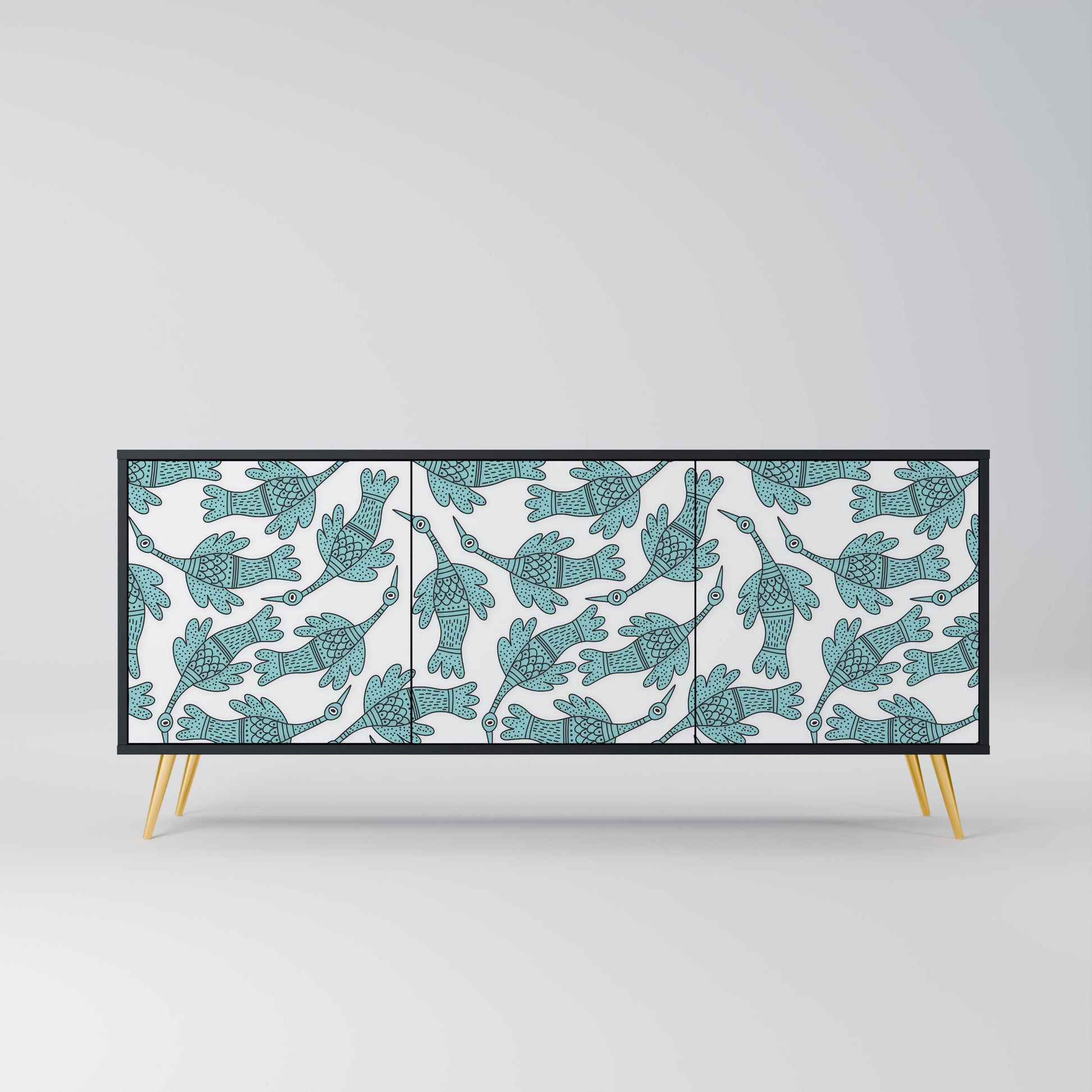 WATERSPOUT SONGIBIRD 3-Door Sideboard in Black Finish
