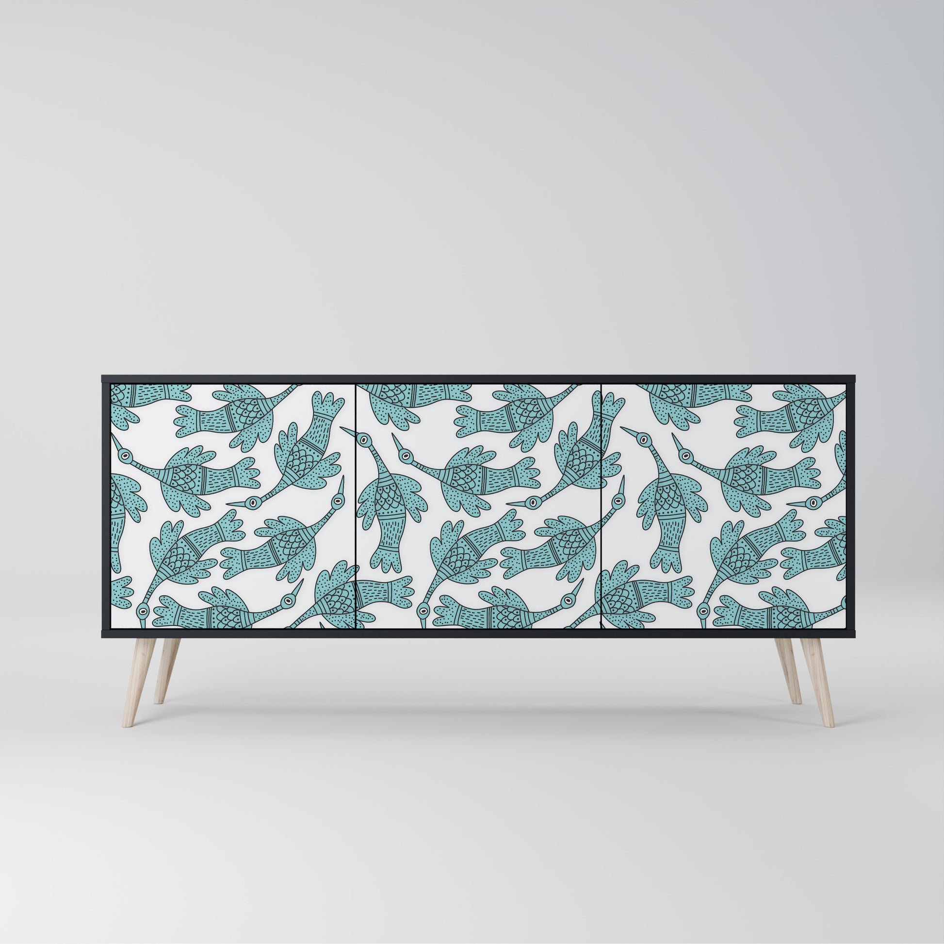 WATERSPOUT SONGIBIRD 3-Door Sideboard in Black Finish
