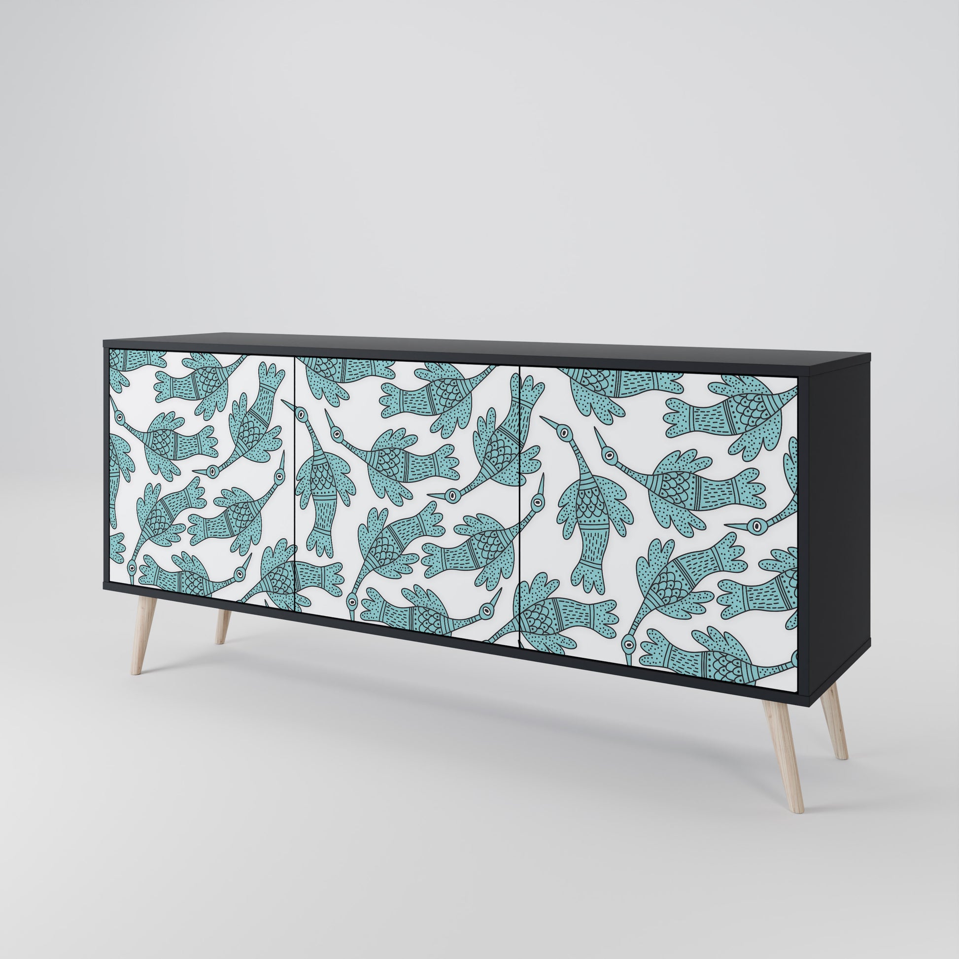 WATERSPOUT SONGIBIRD 3-Door Sideboard in Black Finish