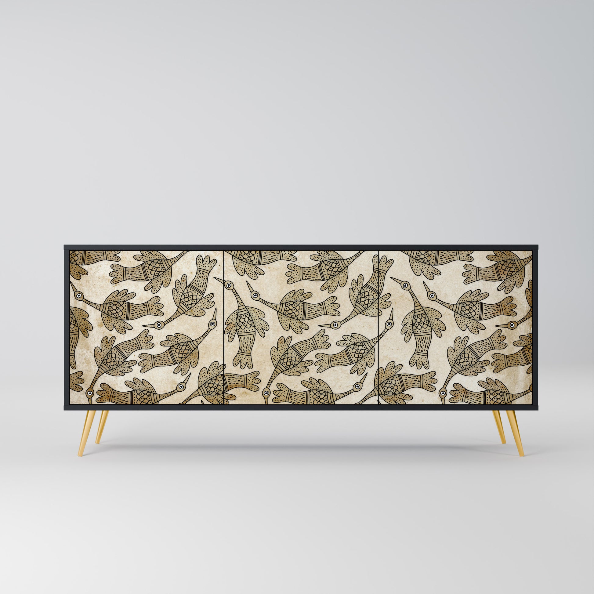 ALMONDINE SONGBIRD 3-Door Sideboard in Black Finish