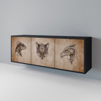 STEAMPUNK CLAN 3-Door Sideboard in Black Finish