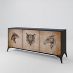 STEAMPUNK CLAN 3-Door Sideboard in Black Finish