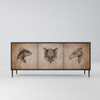 STEAMPUNK CLAN 3-Door Sideboard in Black Finish