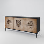 STEAMPUNK CLAN 3-Door Sideboard in Black Finish