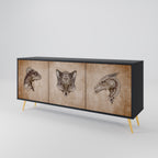 STEAMPUNK CLAN 3-Door Sideboard in Black Finish