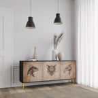 STEAMPUNK CLAN 3-Door Sideboard in Black Finish