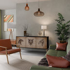 STEAMPUNK CLAN 3-Door Sideboard in Black Finish