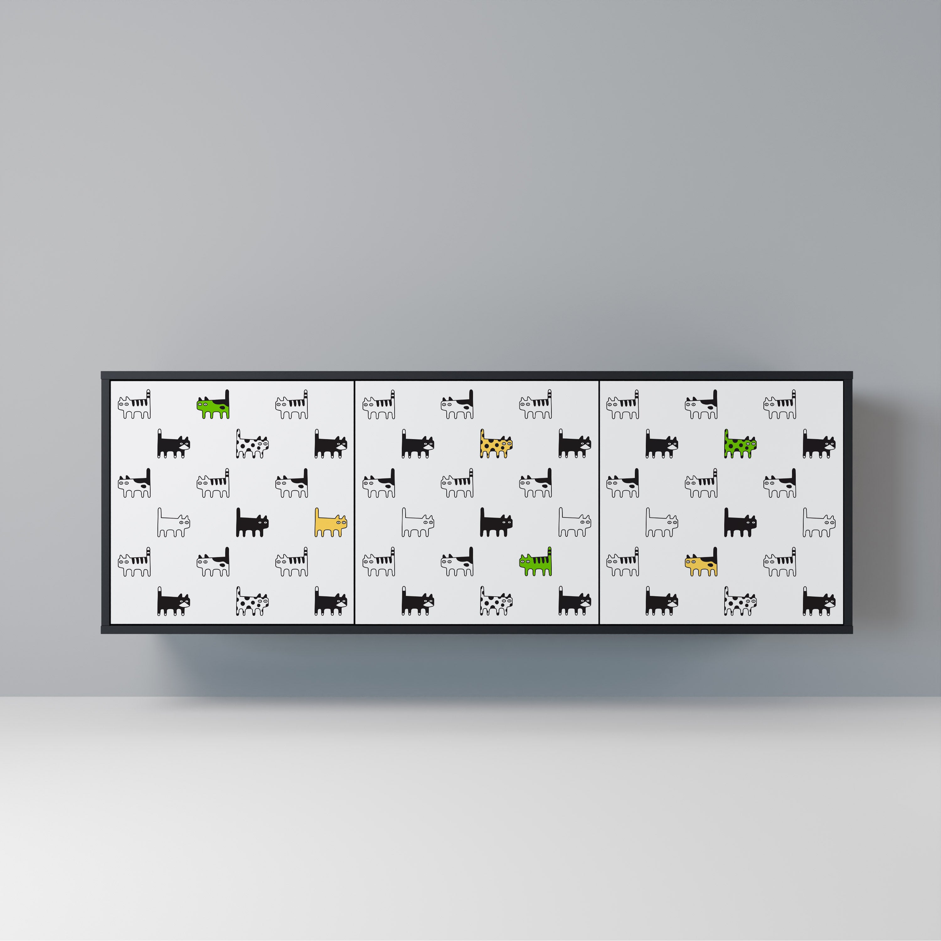 CATS COMPILATION 3-Door Sideboard in Black Finish