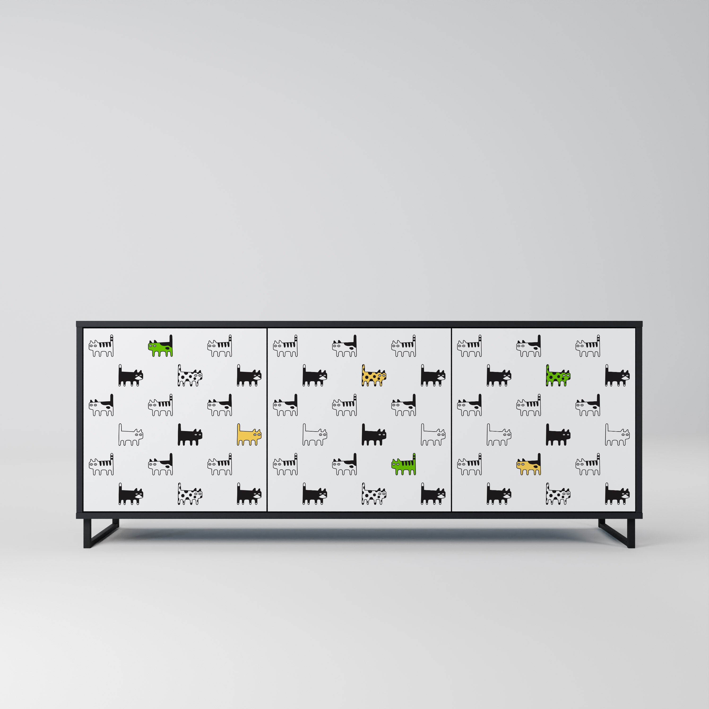 CATS COMPILATION 3-Door Sideboard in Black Finish