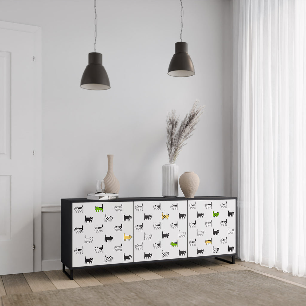 CATS COMPILATION 3-Door Sideboard in Black Finish