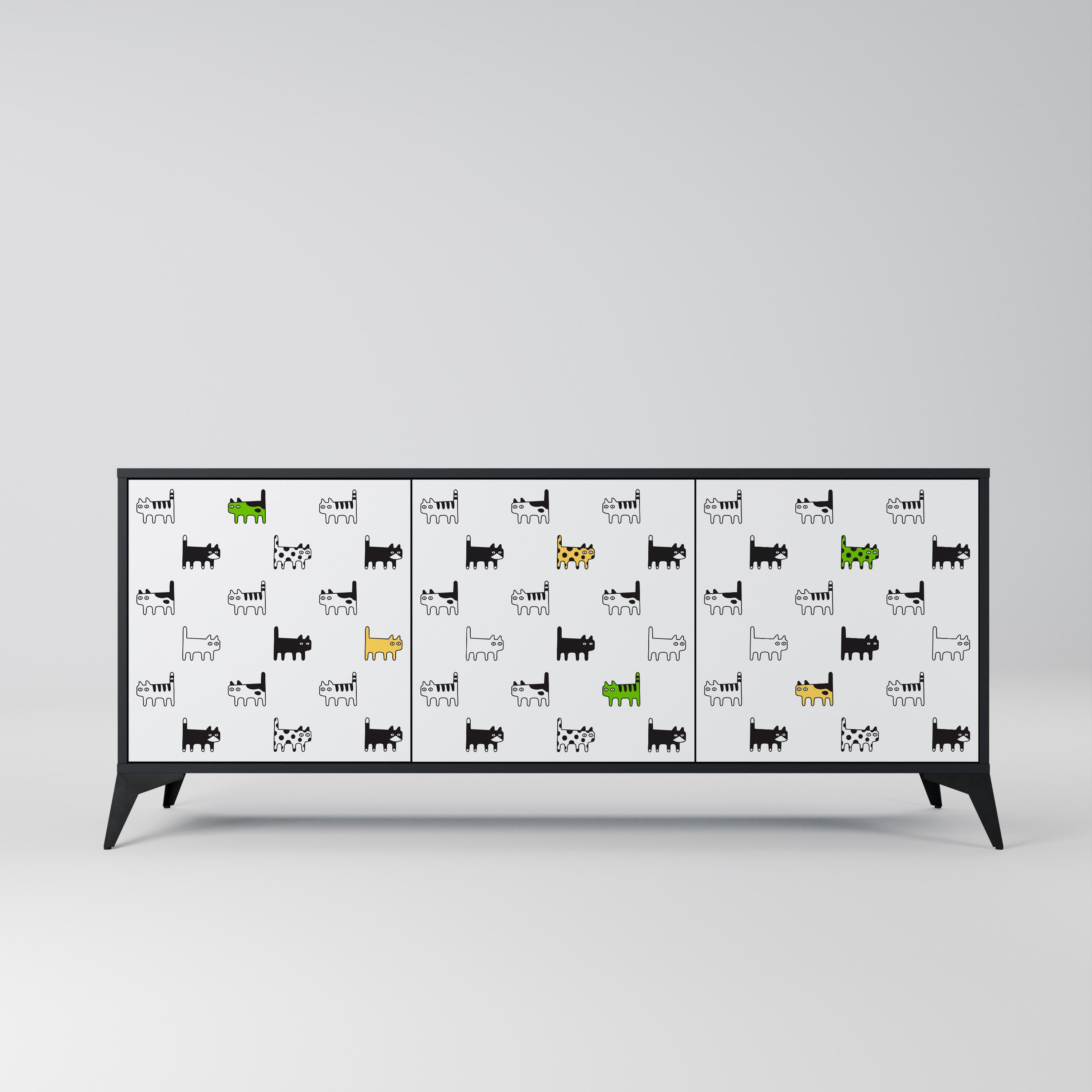 CATS COMPILATION 3-Door Sideboard in Black Finish