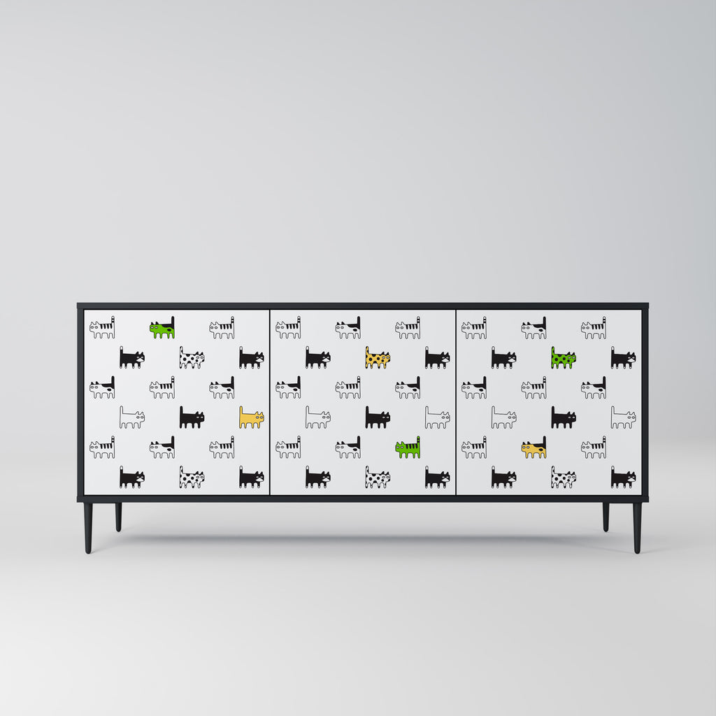 CATS COMPILATION 3-Door Sideboard in Black Finish