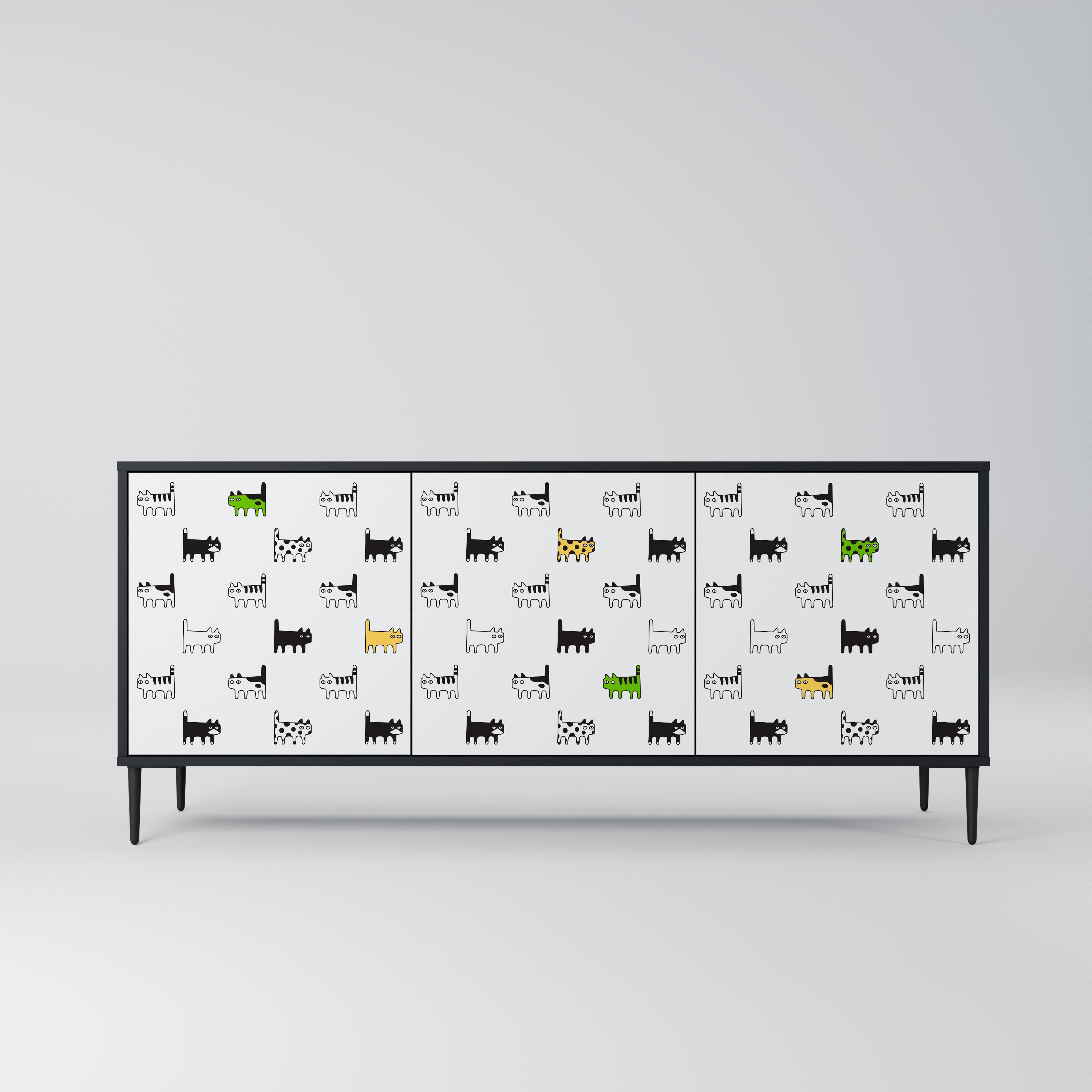 CATS COMPILATION 3-Door Sideboard in Black Finish