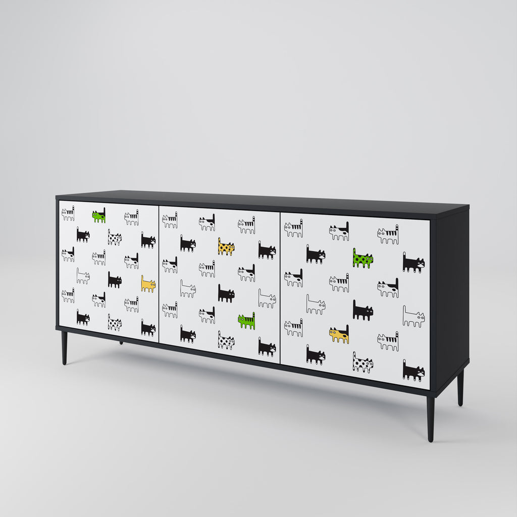 CATS COMPILATION 3-Door Sideboard in Black Finish
