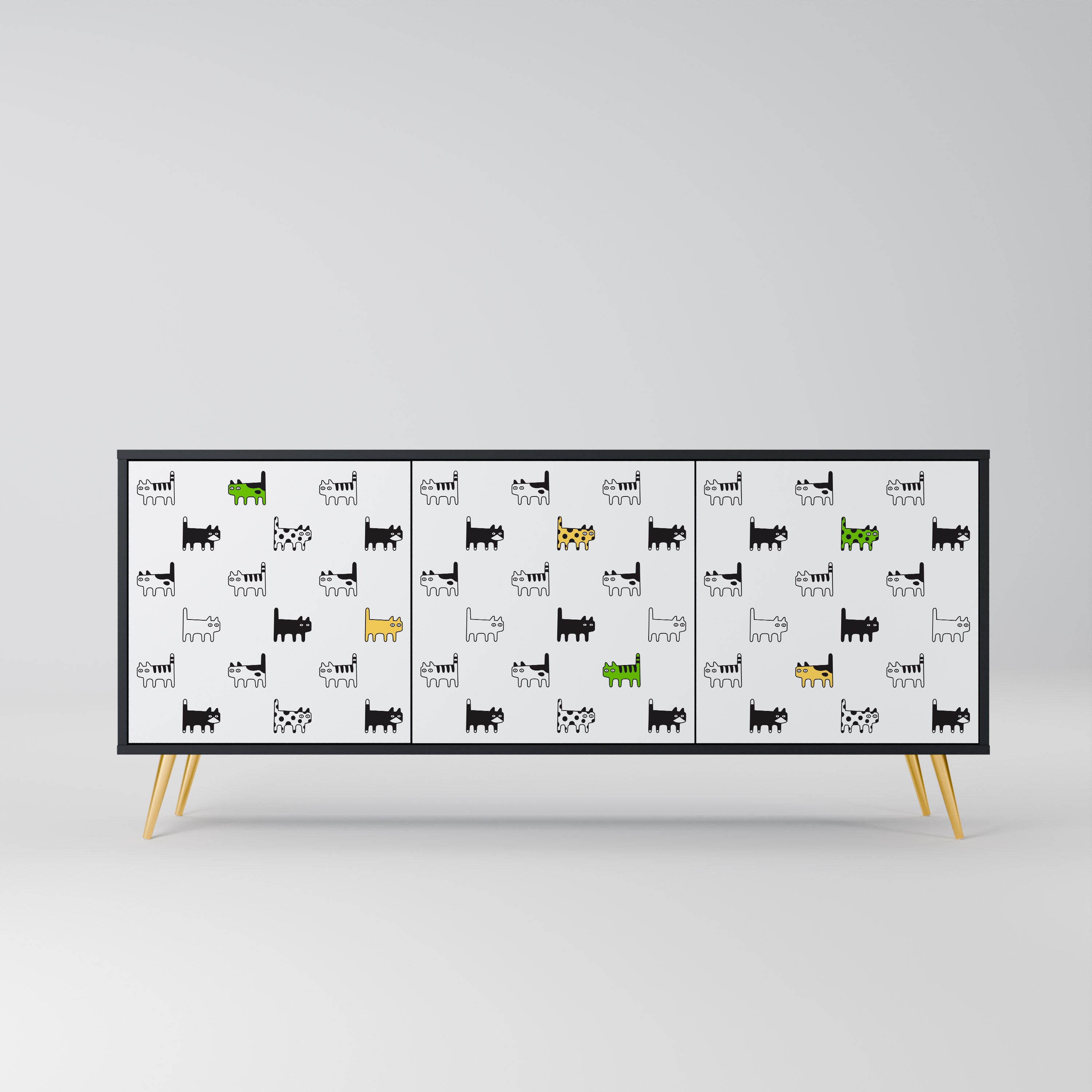 CATS COMPILATION 3-Door Sideboard in Black Finish