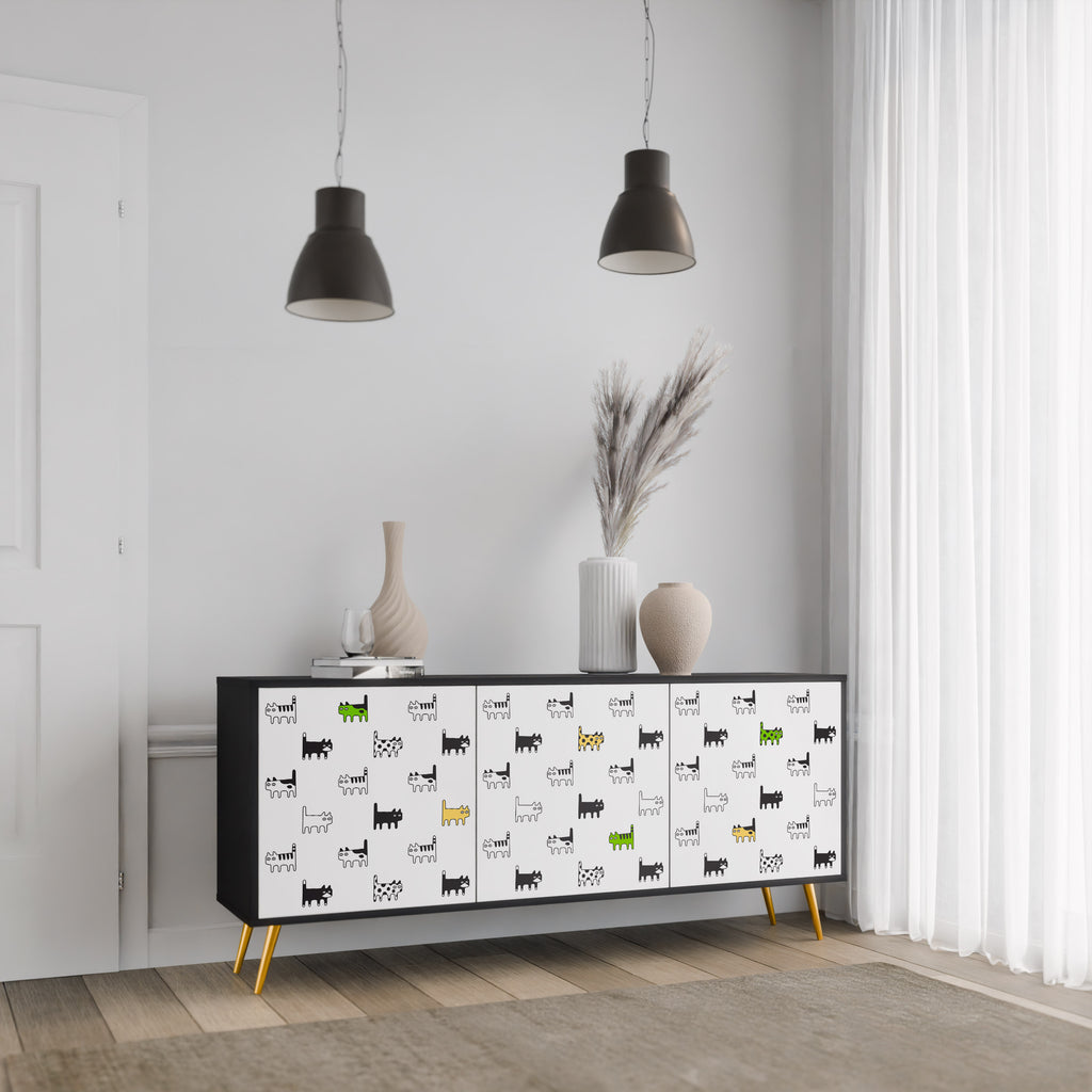 CATS COMPILATION 3-Door Sideboard in Black Finish