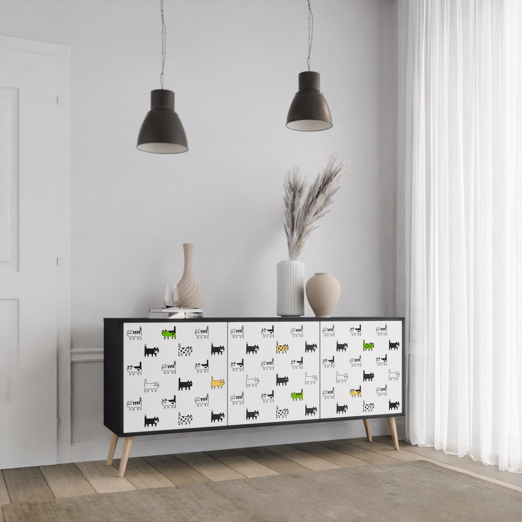 CATS COMPILATION 3-Door Sideboard in Black Finish