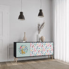 COLORFUL ALPACAS Aparador de 3 Puertas en Acabado Negro