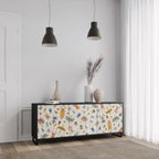 COLORFUL INSECTS 3-Door Sideboard in Black Finish