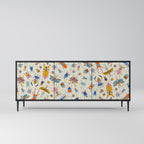 COLORFUL INSECTS 3-Door Sideboard in Black Finish