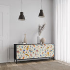COLORFUL INSECTS 3-Door Sideboard in Black Finish