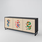 MYTHOLOGICAL CREATURES Aparador de 3 Puertas en Acabado Negro