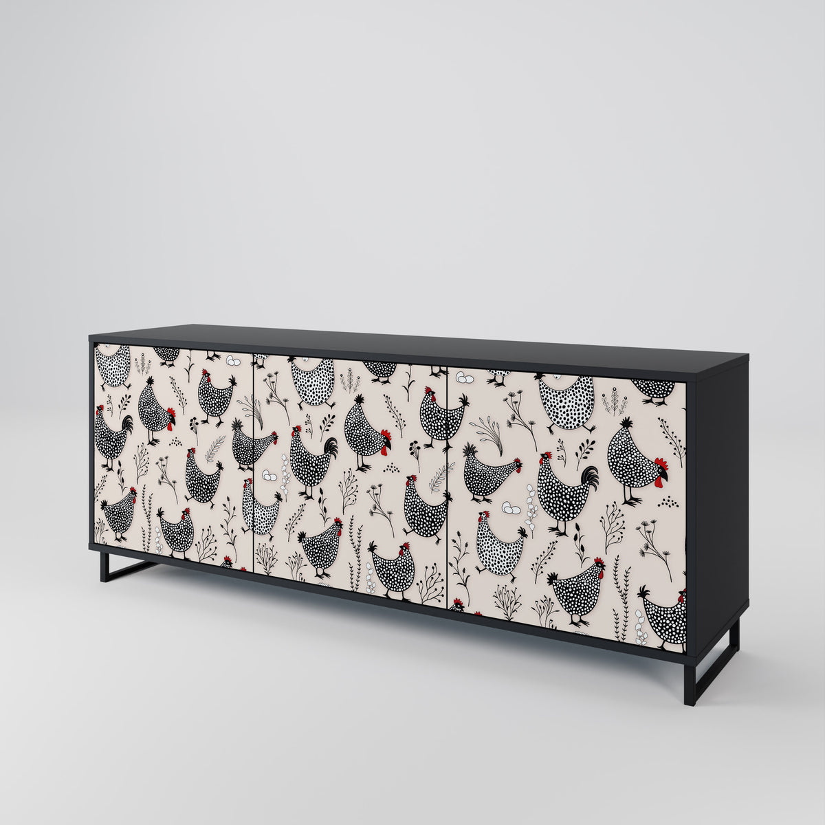 HAPPY HENS Aparador de 3 Puertas