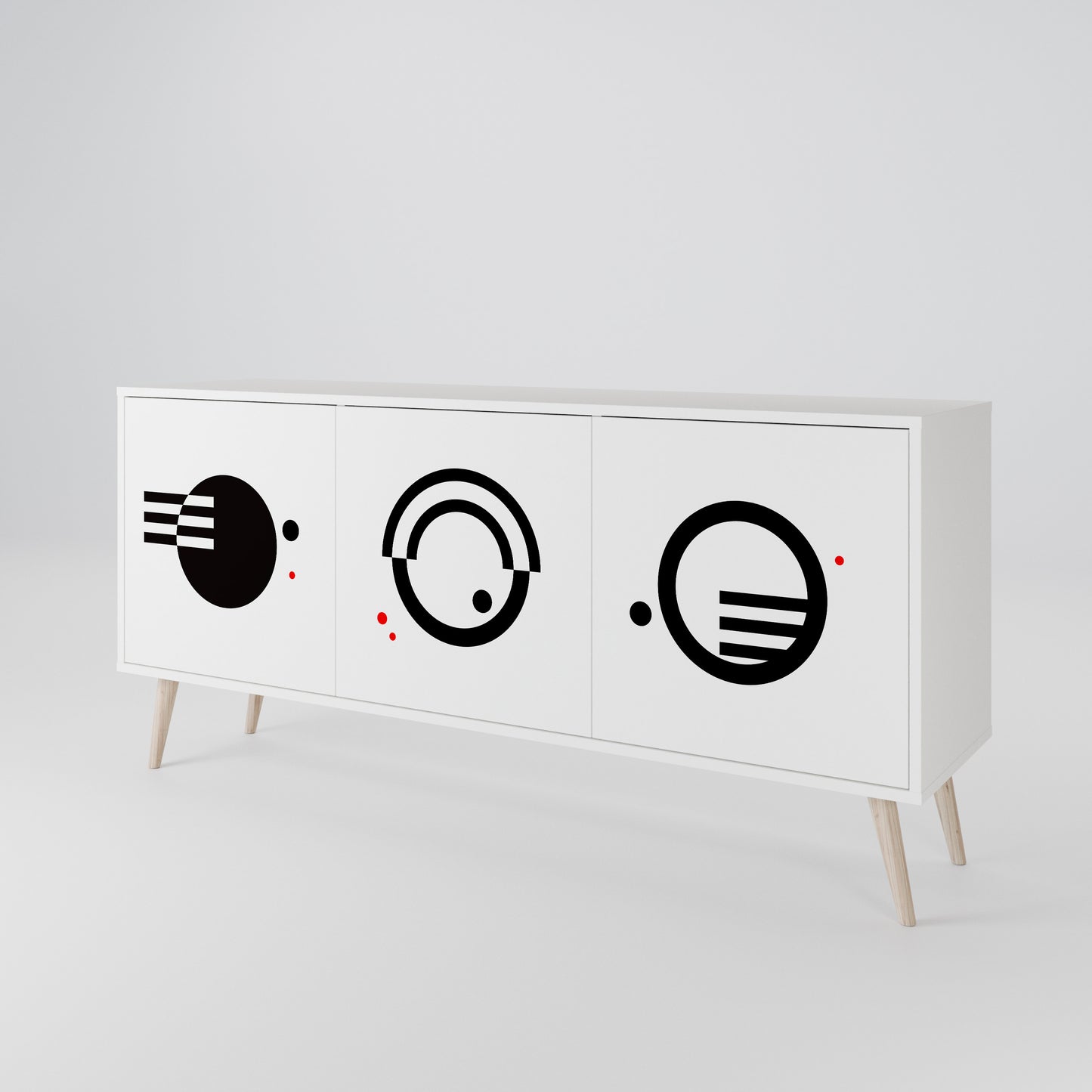 BLACK AND WHITE COMBINATION Aparador de 3 Puertas