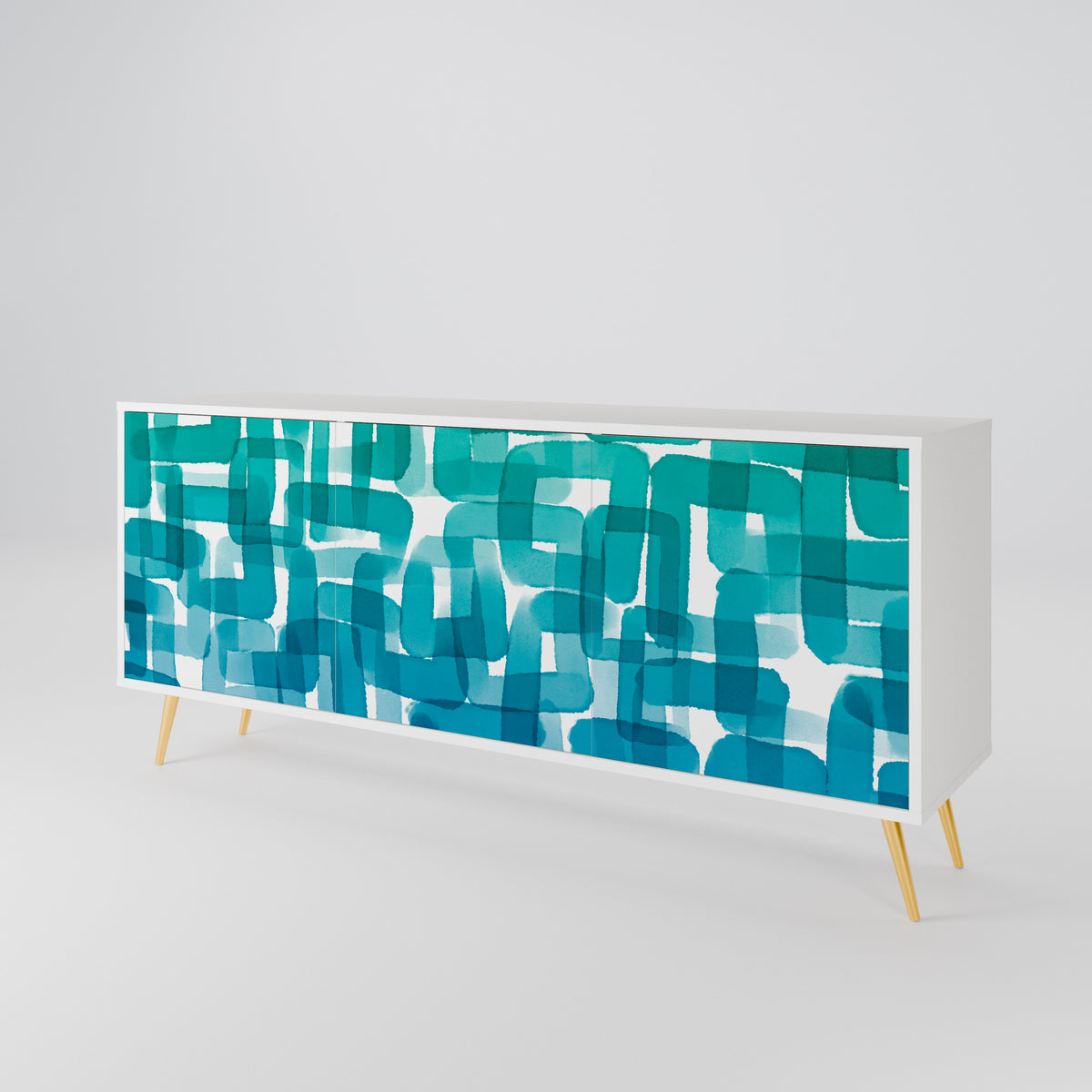 TURQUOISE RECTANGLES Aparador de 3 Puertas