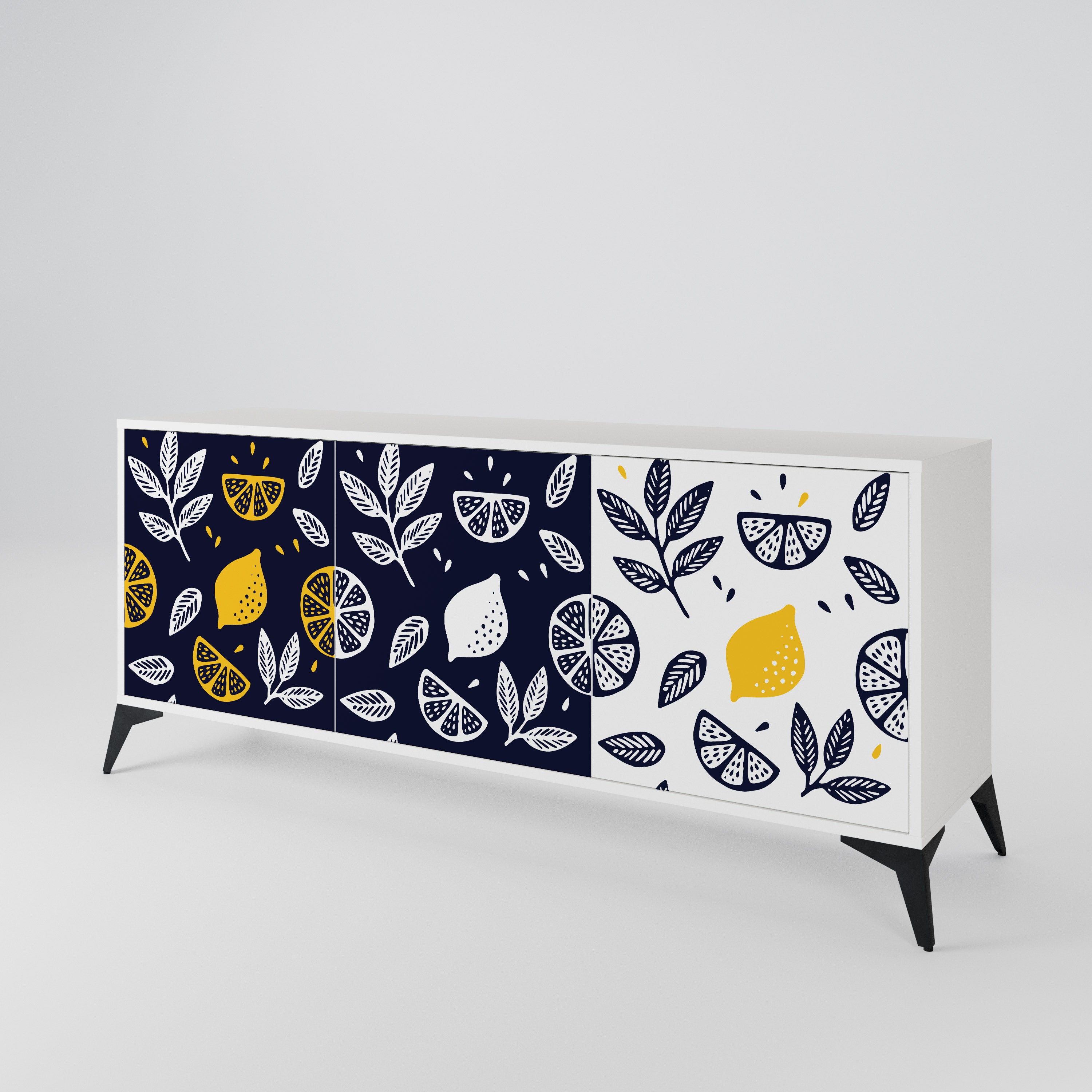 CITRUS BLACK AND WHITE Aparador de 3 Puertas