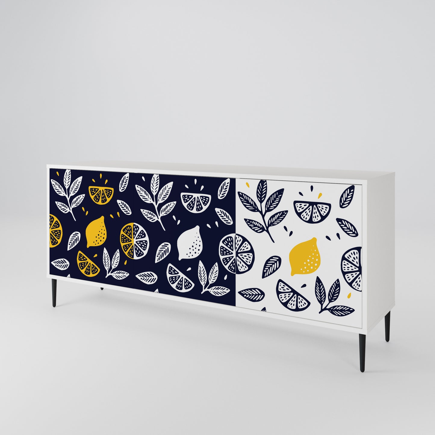 CITRUS BLACK AND WHITE Aparador de 3 Puertas