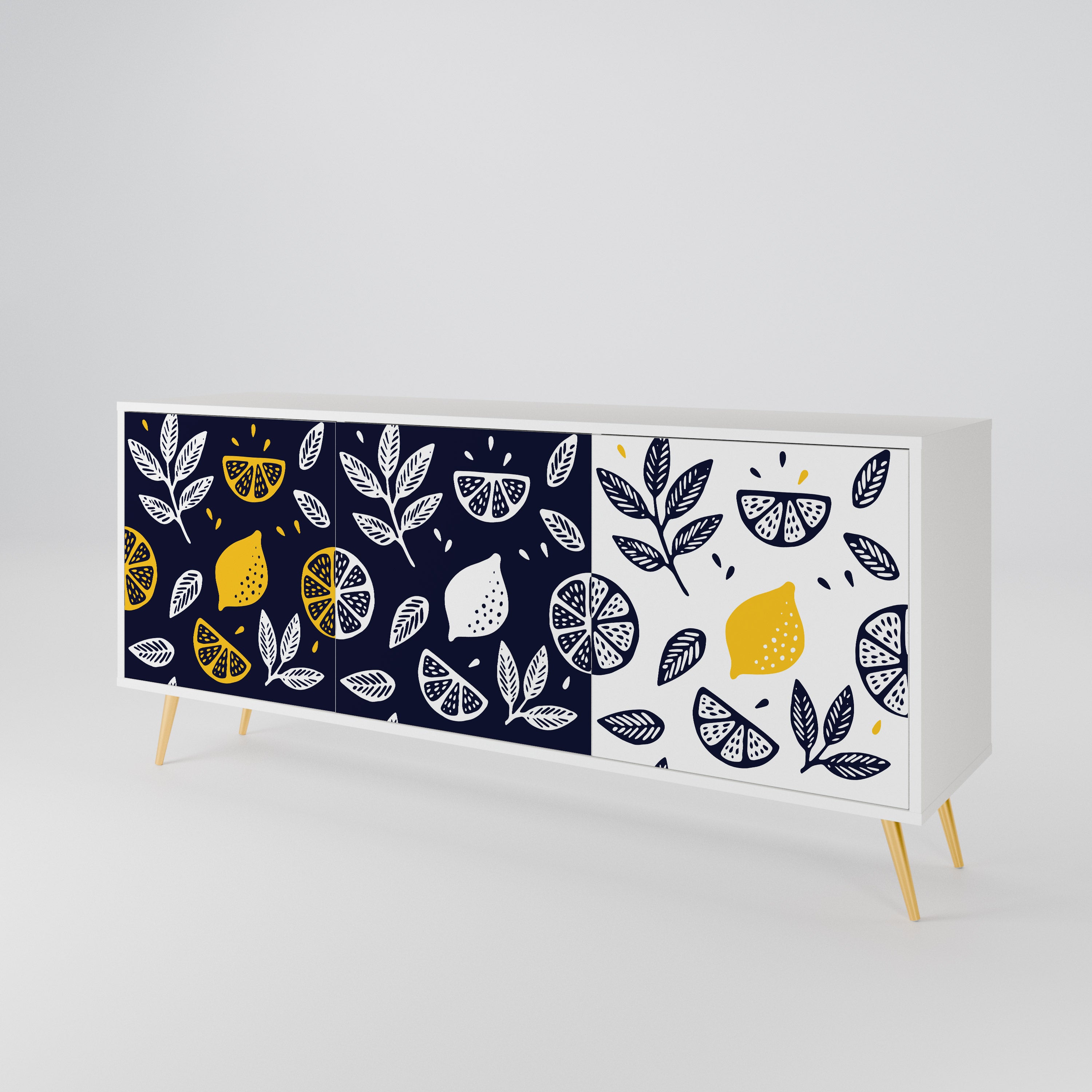CITRUS BLACK AND WHITE Aparador de 3 Puertas
