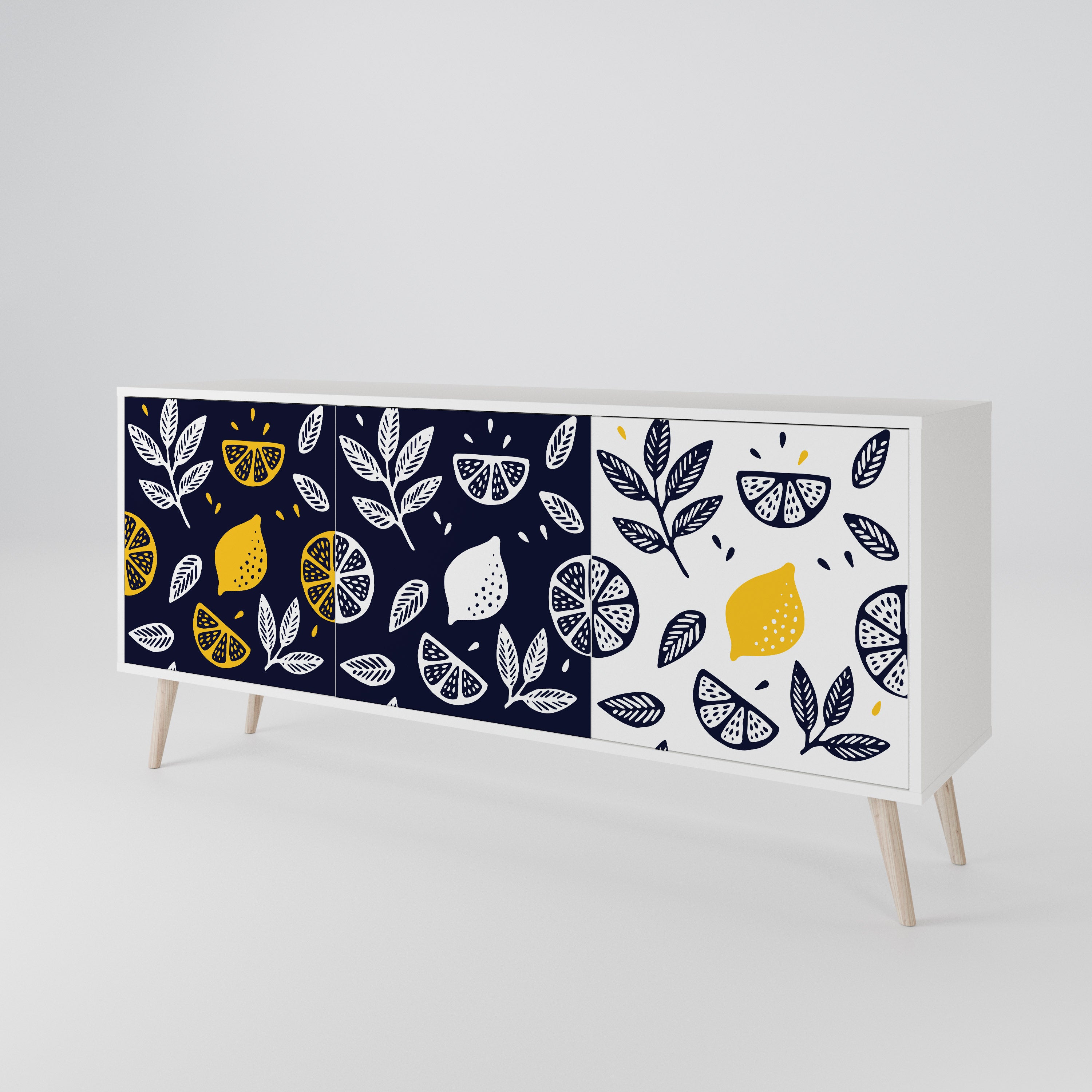 CITRUS BLACK AND WHITE Aparador de 3 Puertas