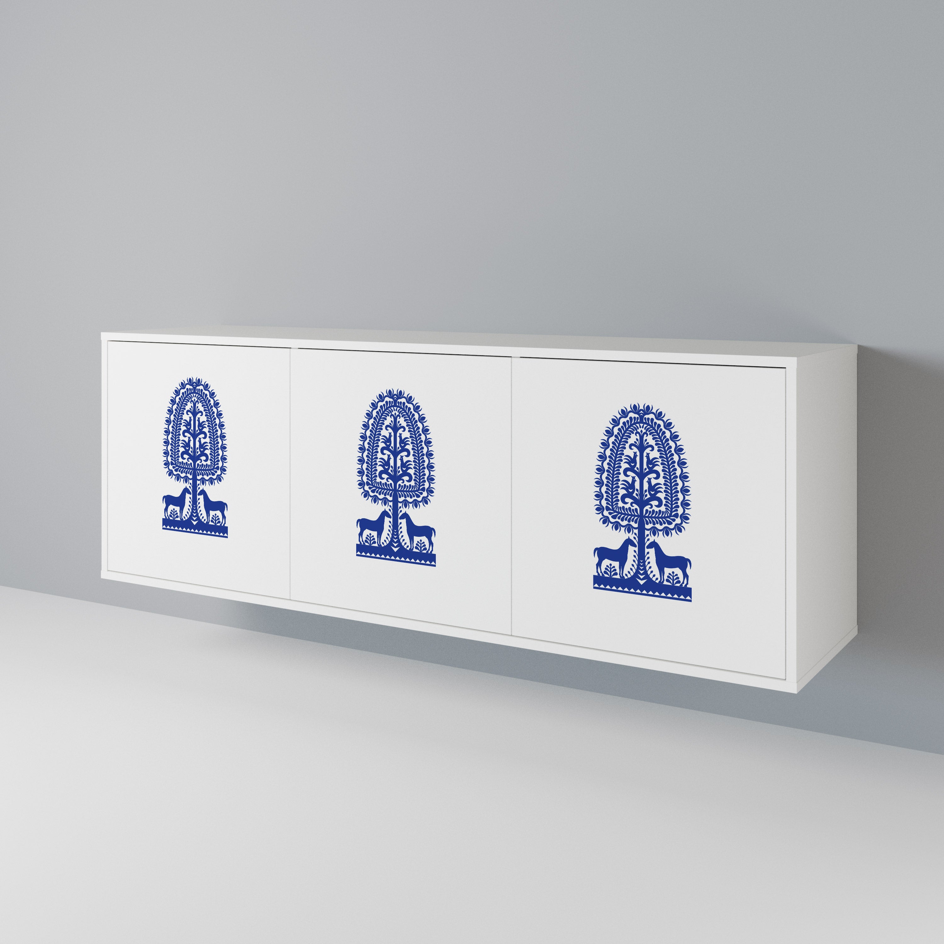 POLISH FOLK ART Aparador de 3 Puertas